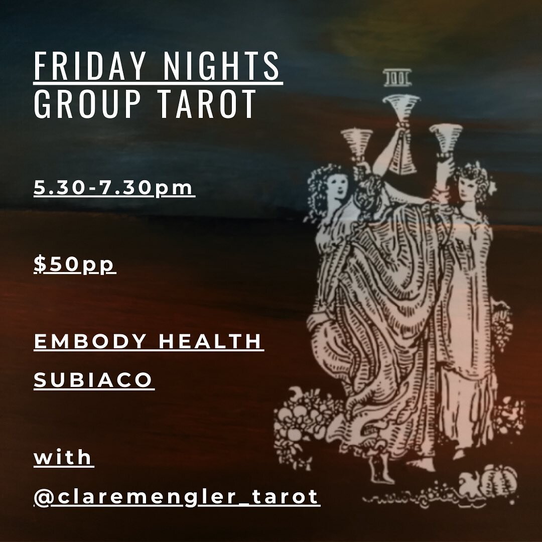 All genders welcome for every Friday sitting together led by @claremengler_tarot to connect and deep dive into conversation with symbols, dreams, vision and support. Book in to a Friday with a friend or just join others courageously. Please head over