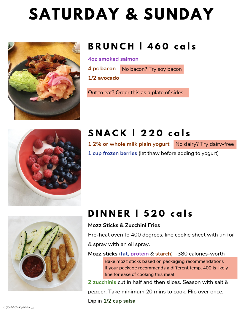 lossing weight diet menu