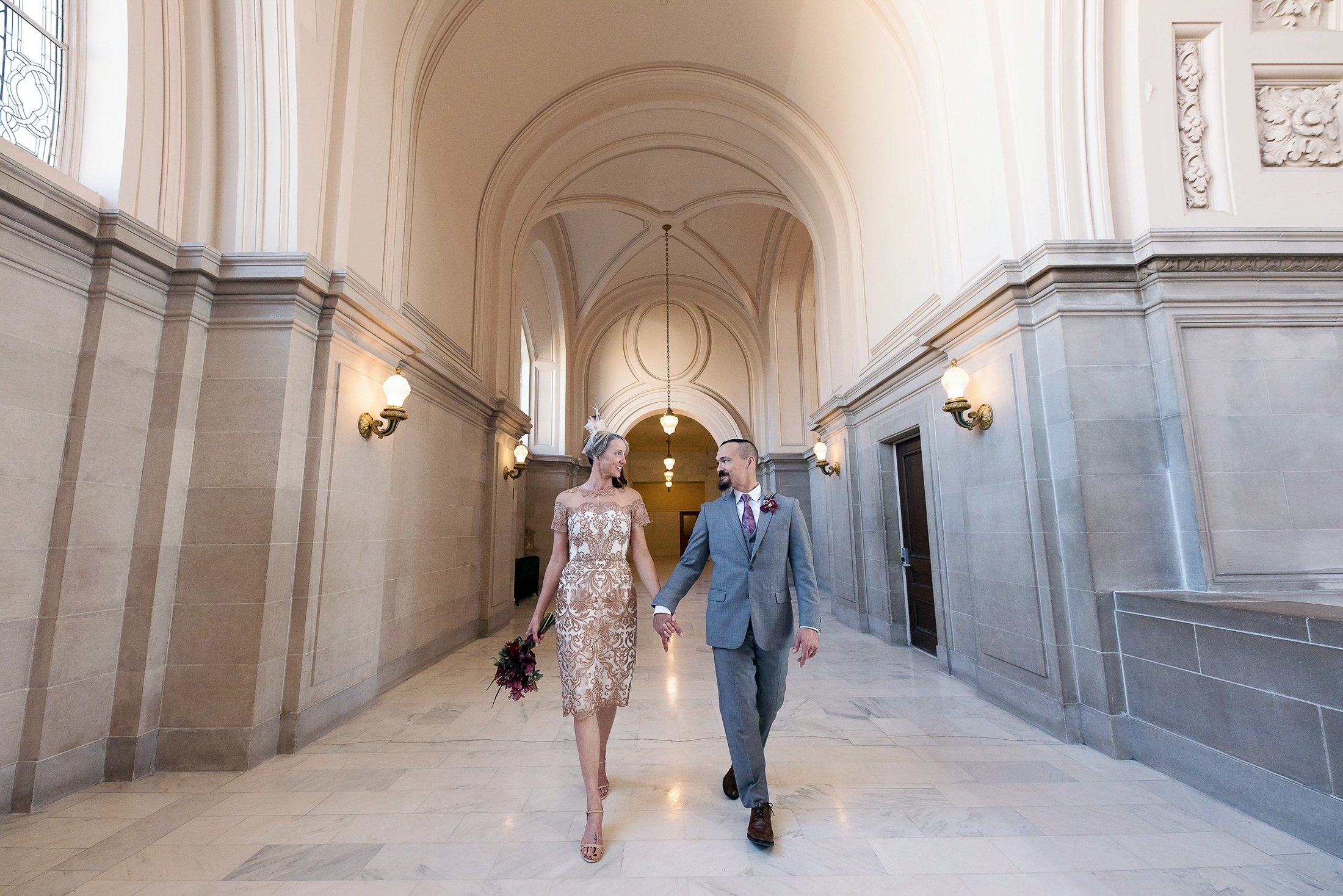 Hand in hand as bride and groom