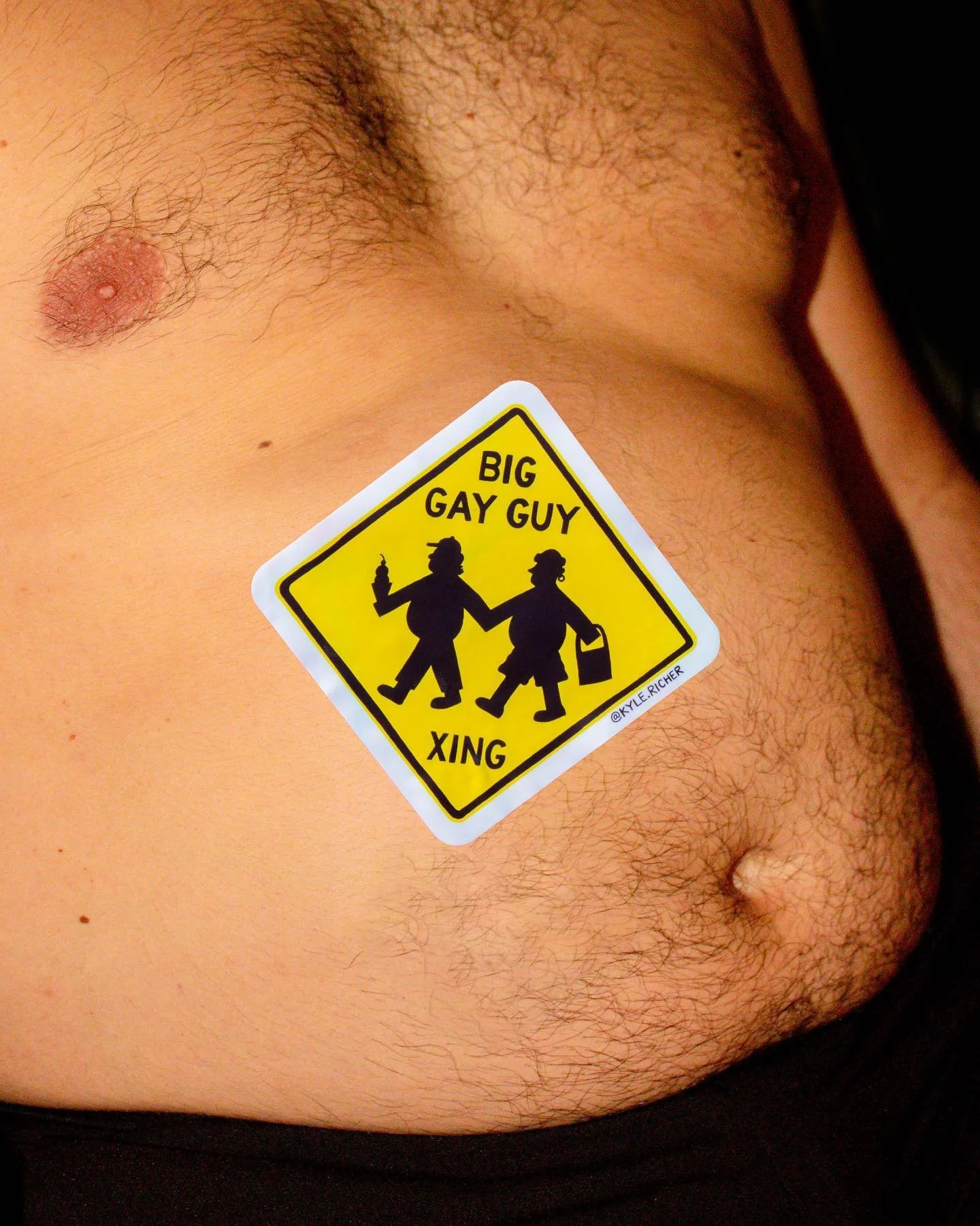 I BRAKE FOR BIG GAY GUYS 😳. New sticker available now. If you're seeing this you either are a big gay guy or you know one. Theyre lowkey everywhere if you look hard enough. Most times easy to spot due to big. L1nk in Bi0 for to purchase one for your