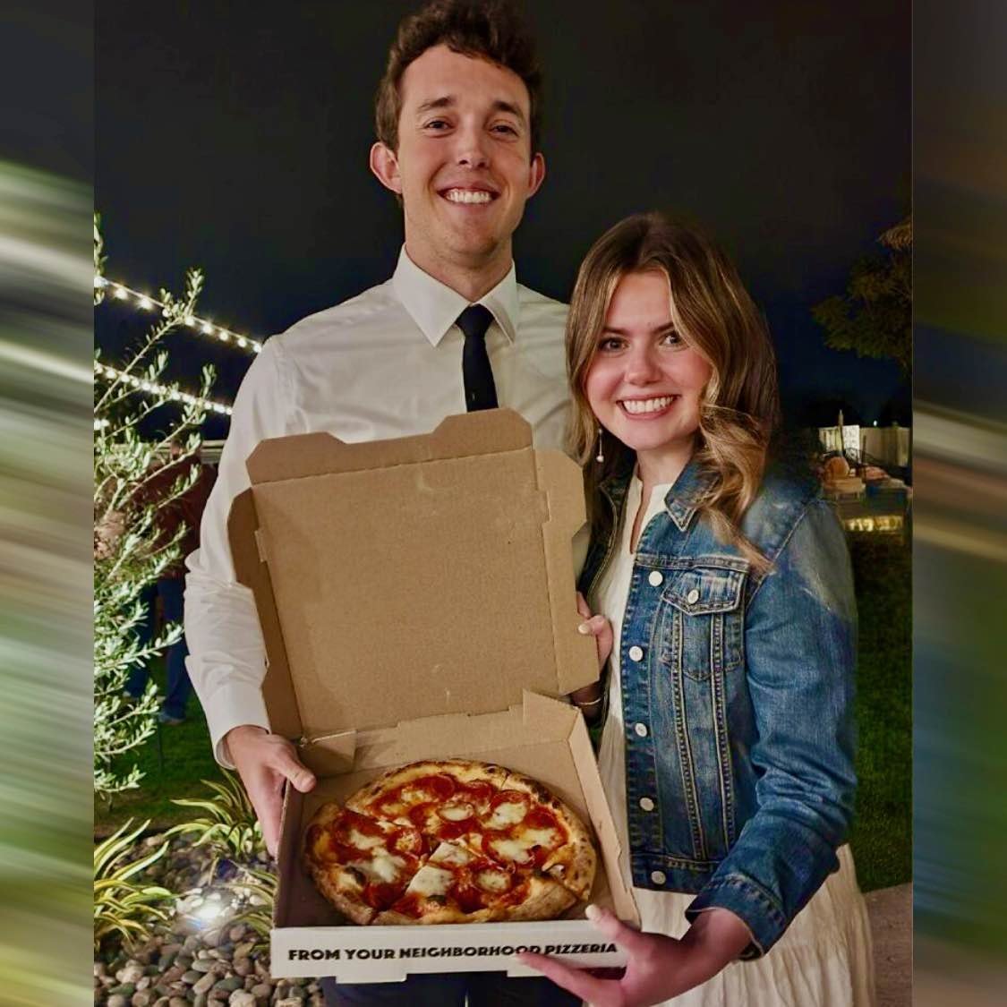 Pizza for the happy bride & groom