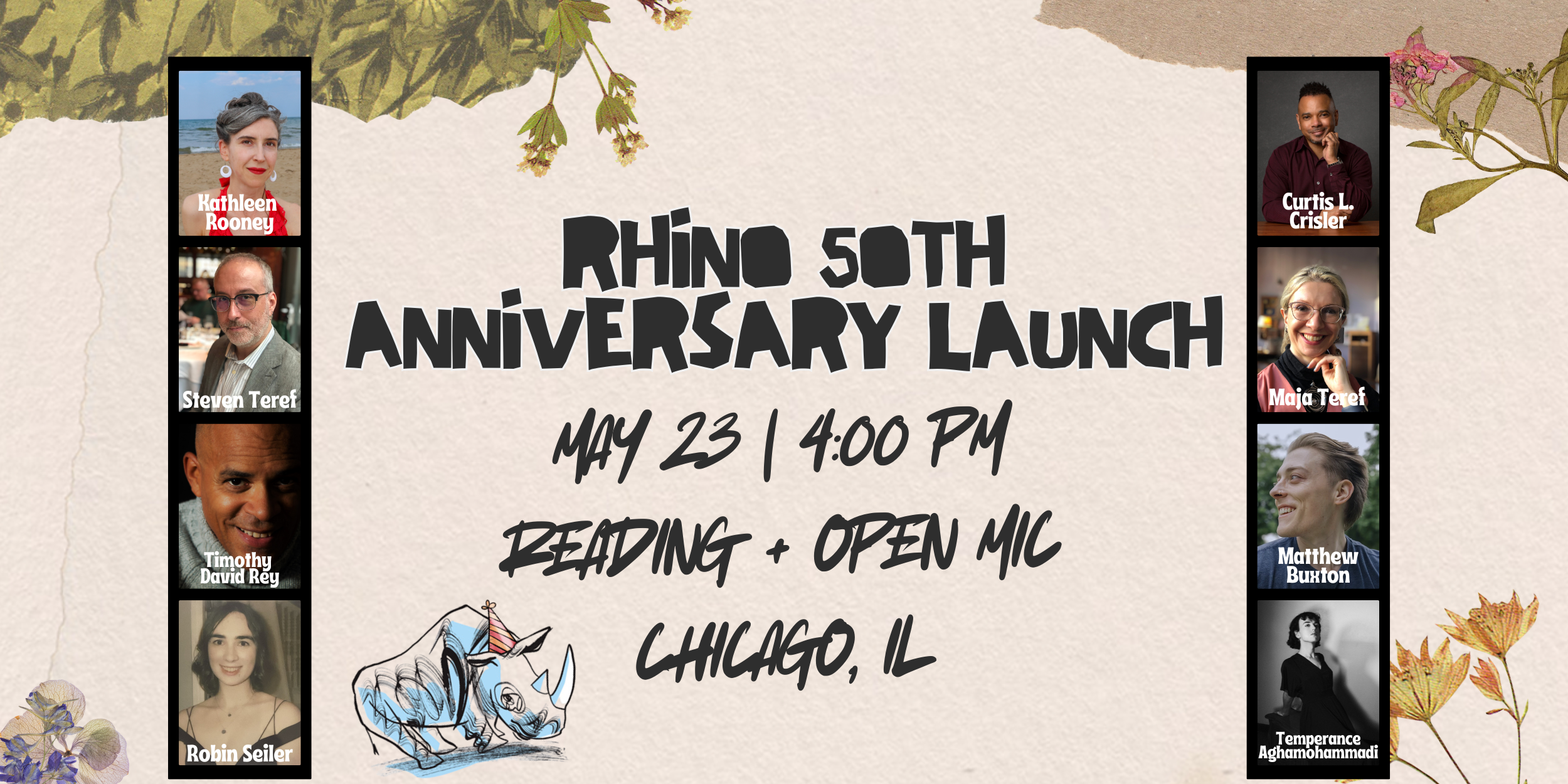 5-23-26 RHINO 50th Anniversary Launch, Reading, and Open Mic