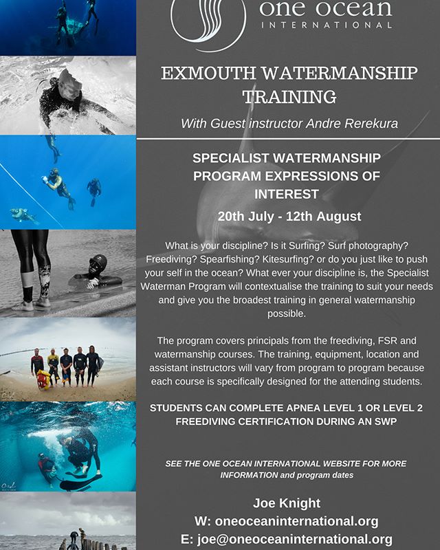 For those of you who missed out on the latest run of Freediving and Watermanship training in Exmouth, not to worry we are coming back in July and August so send us and email or give us a call tomorrow have a chat about what we are up to. We would lov