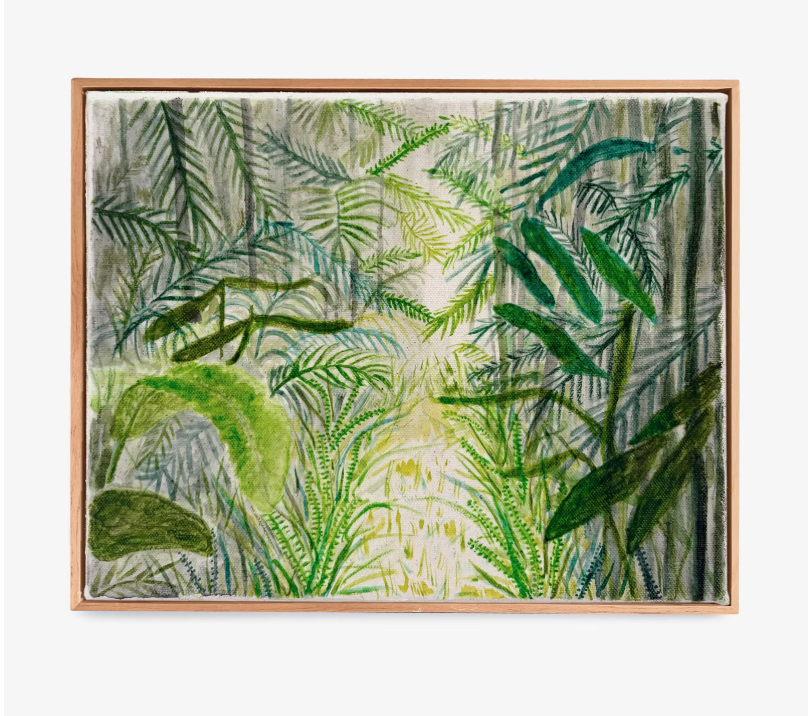  Being One with Nature, watercolor and clear gesso on canvas, 10 × 8 inches, 2026   Image courtesy of la BEAST Gallery  