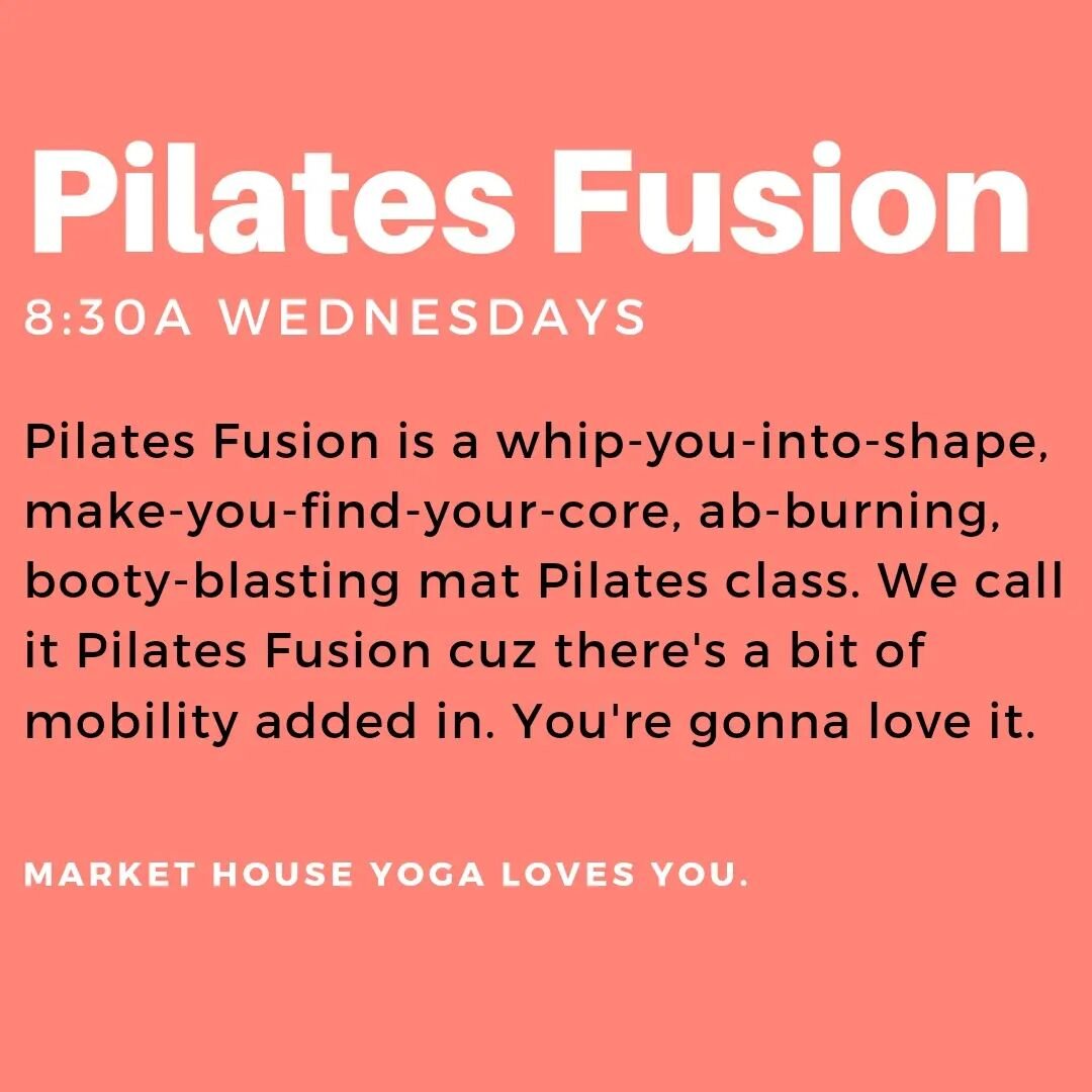 Pilates Fusion Wednesdays 8:30a starts tomorrow. Book in or drop in 😎