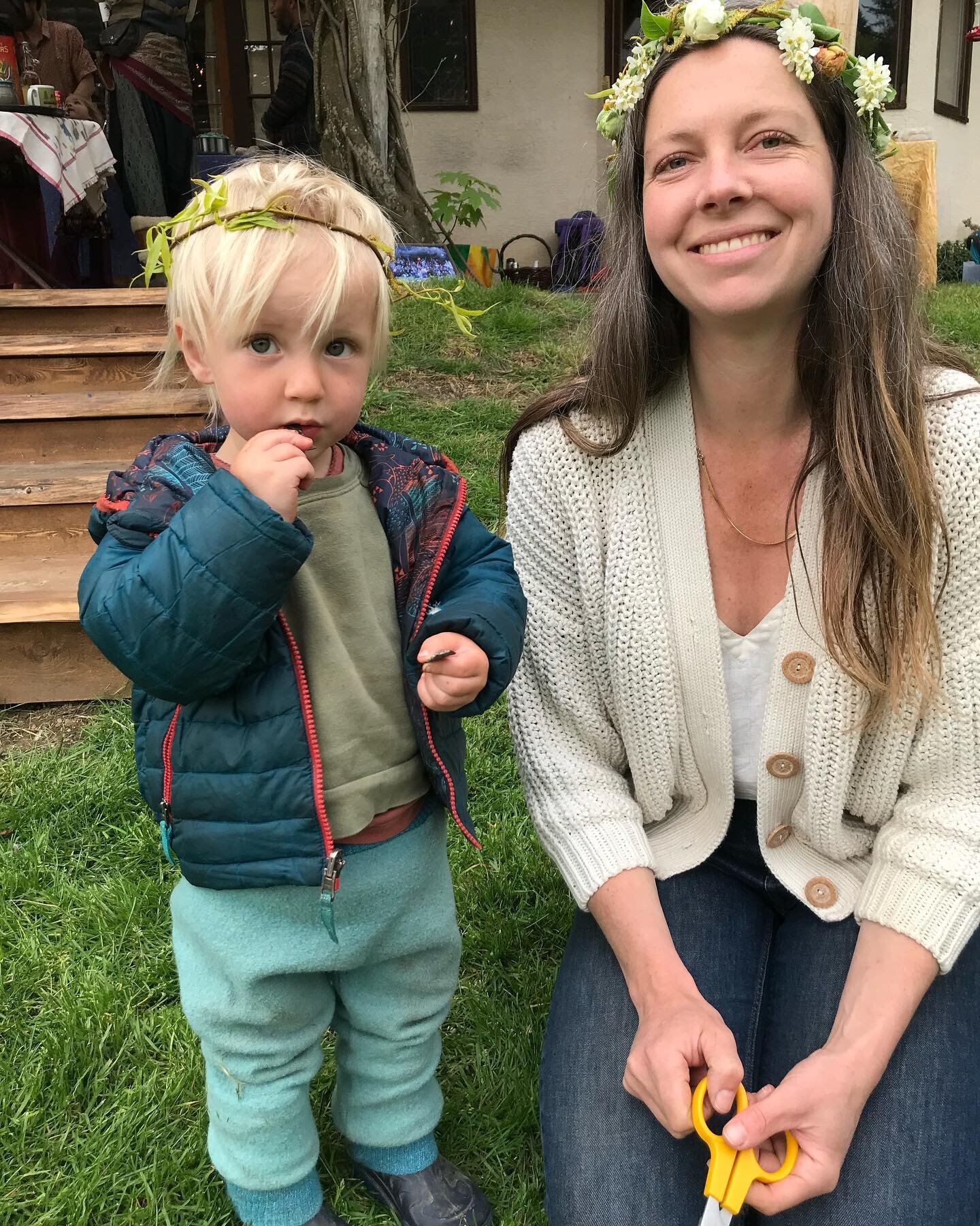 May Day Party @duckcreekfarmssi 
It&rsquo;s is my absolute pleasure to make flower crowns and circle the May Pole with this little elf.  Can&rsquo;t deny the mud, rain, cold air, and cloudy skies we have had this spring&hellip; but now I&rsquo;m trul