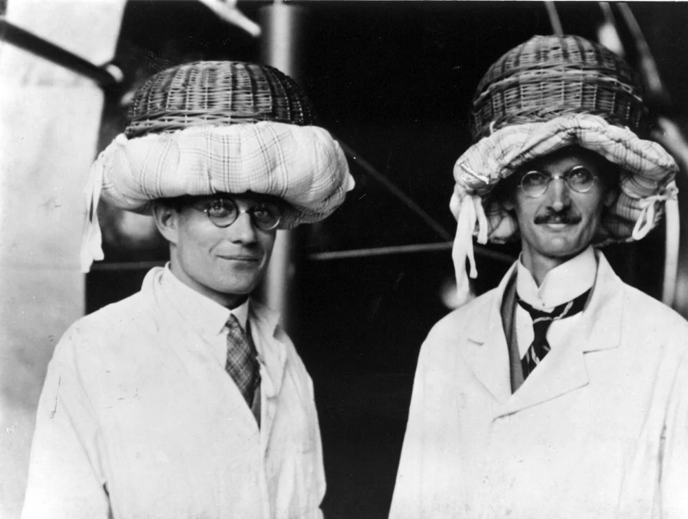 Minutes before takeoff, in an attempt to stop Piccard's maiden balloon flight, the German authorities decreed that helmets must be worn. Piccard and his colleagues created their own using baskets and cushions.
