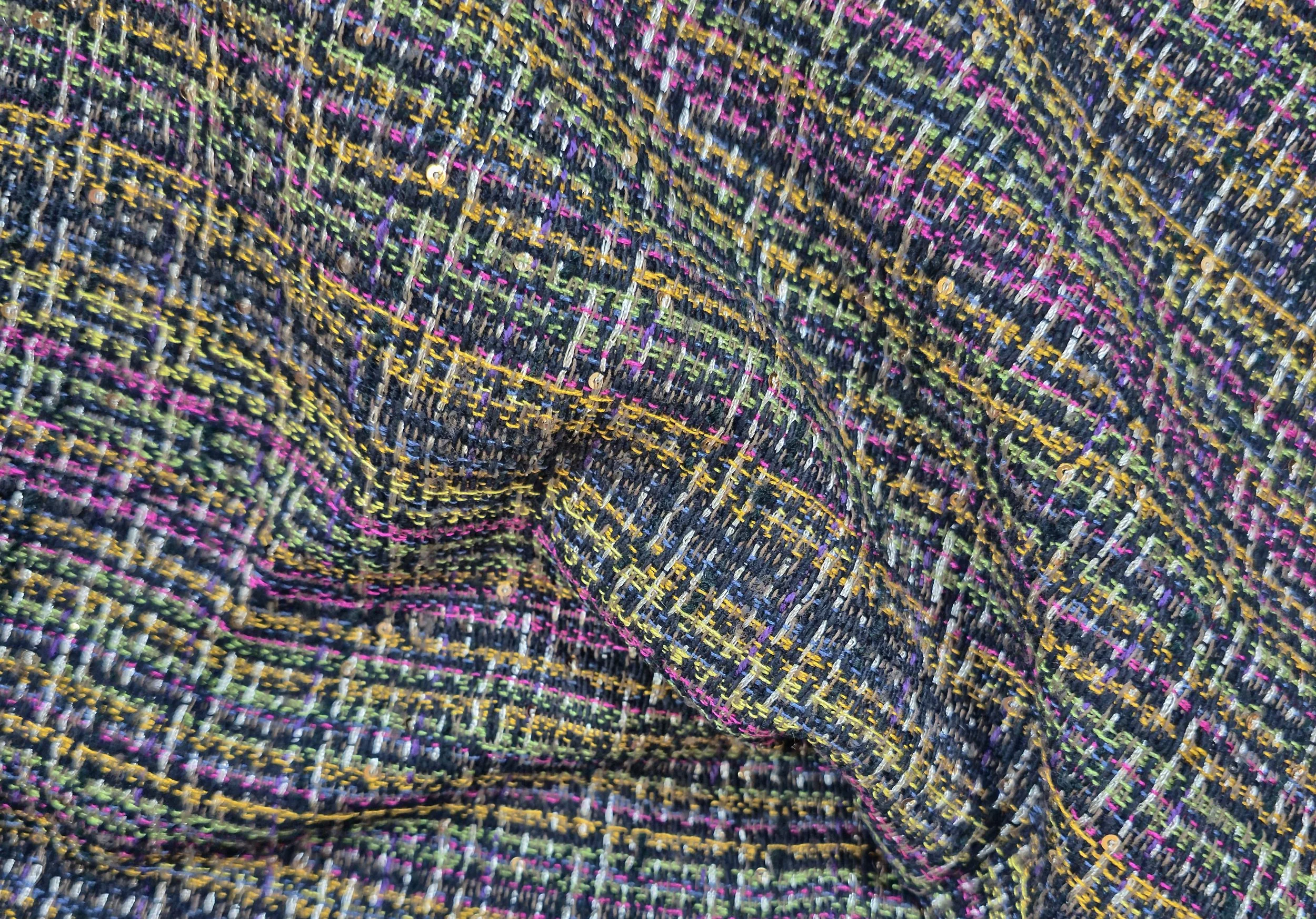 Jerilyn Tweed, a Multi Colour, pink, yellow, blue, green and black, Tweed with Sequins