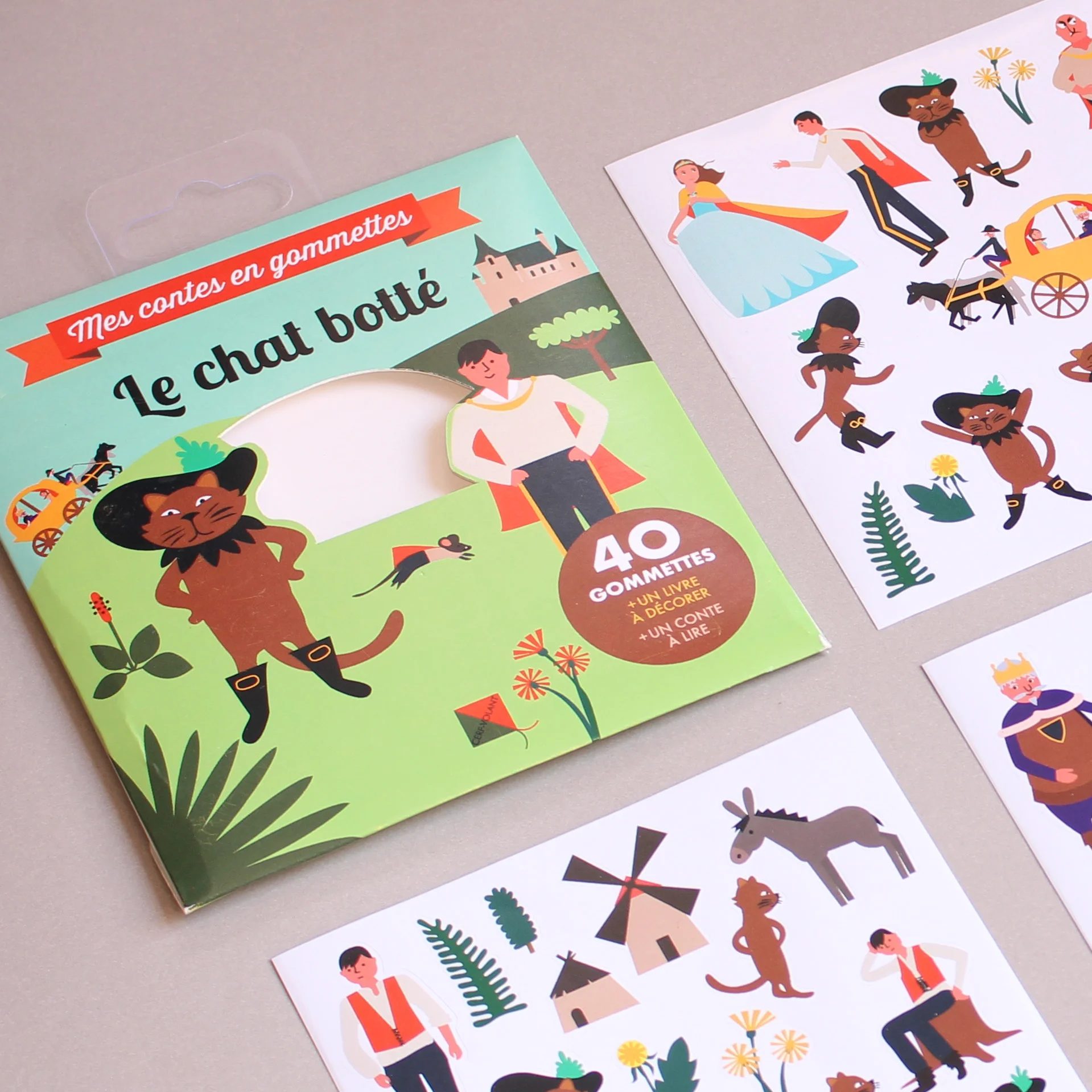 Le chat botté pochette 40 autocollants