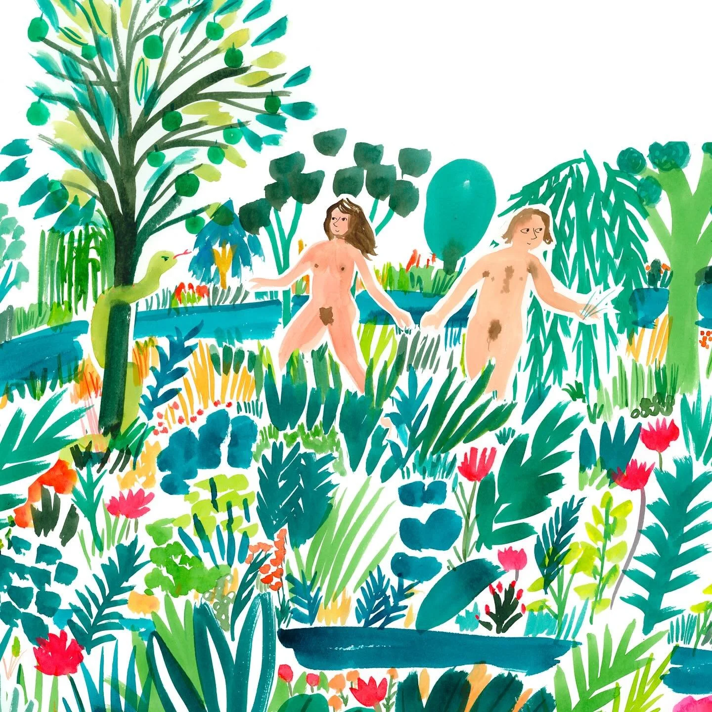 💃🙆🏻‍♀️🏃🏽‍♀️🩷🧡J’ai cette petite dame qui se promenait dans ma tête ces jours-ci, alors il fallait que je le mette sur le papier. La voilà avec son ami, comme si tout allait bien dans le meilleur des mondes. 🦚🌴🌿🩷🧡