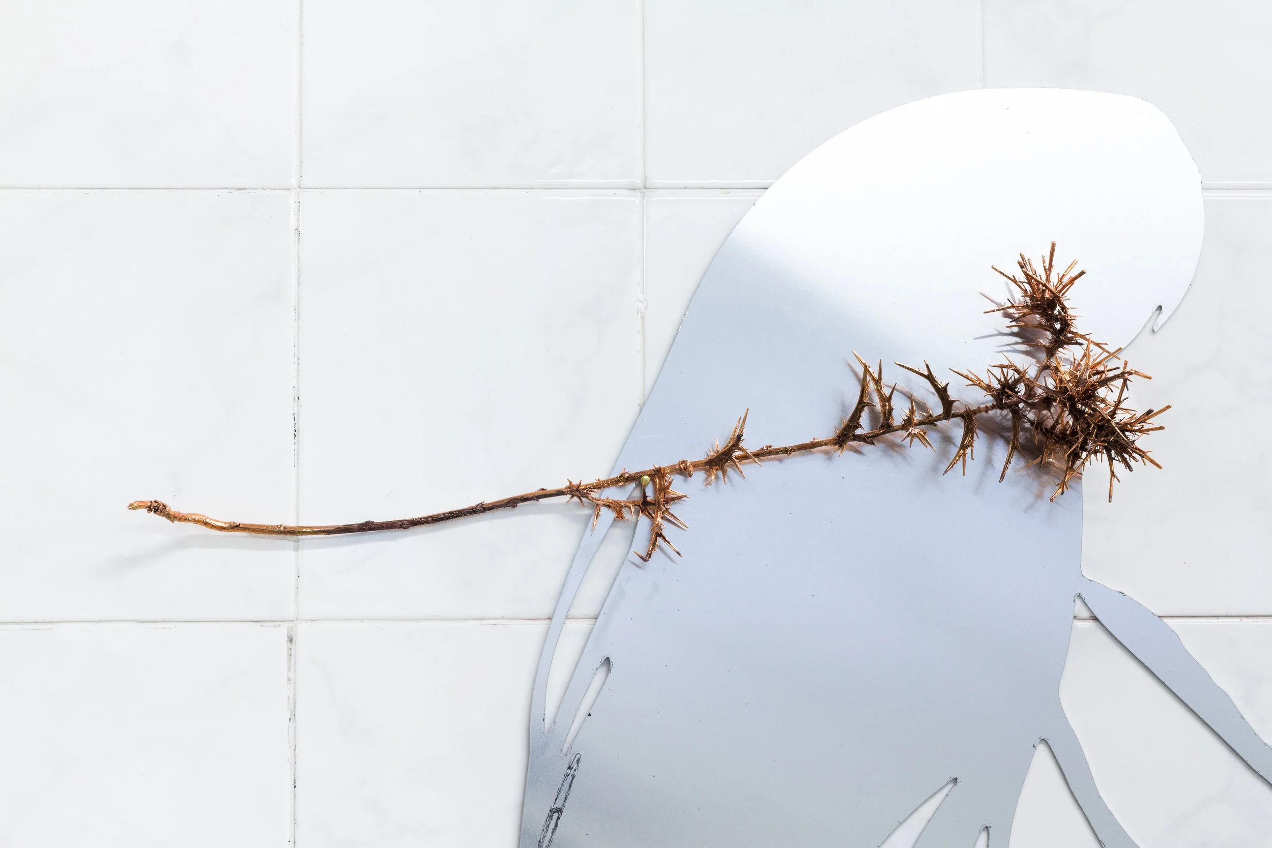 Lito Kattou, Body III , Aluminium, Electroformed copper and permanent ink , 210x140 cm, detail