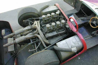 De Tomaso Sport 5000 with an aluminium custom engine and Hewland five-speed gearbox.