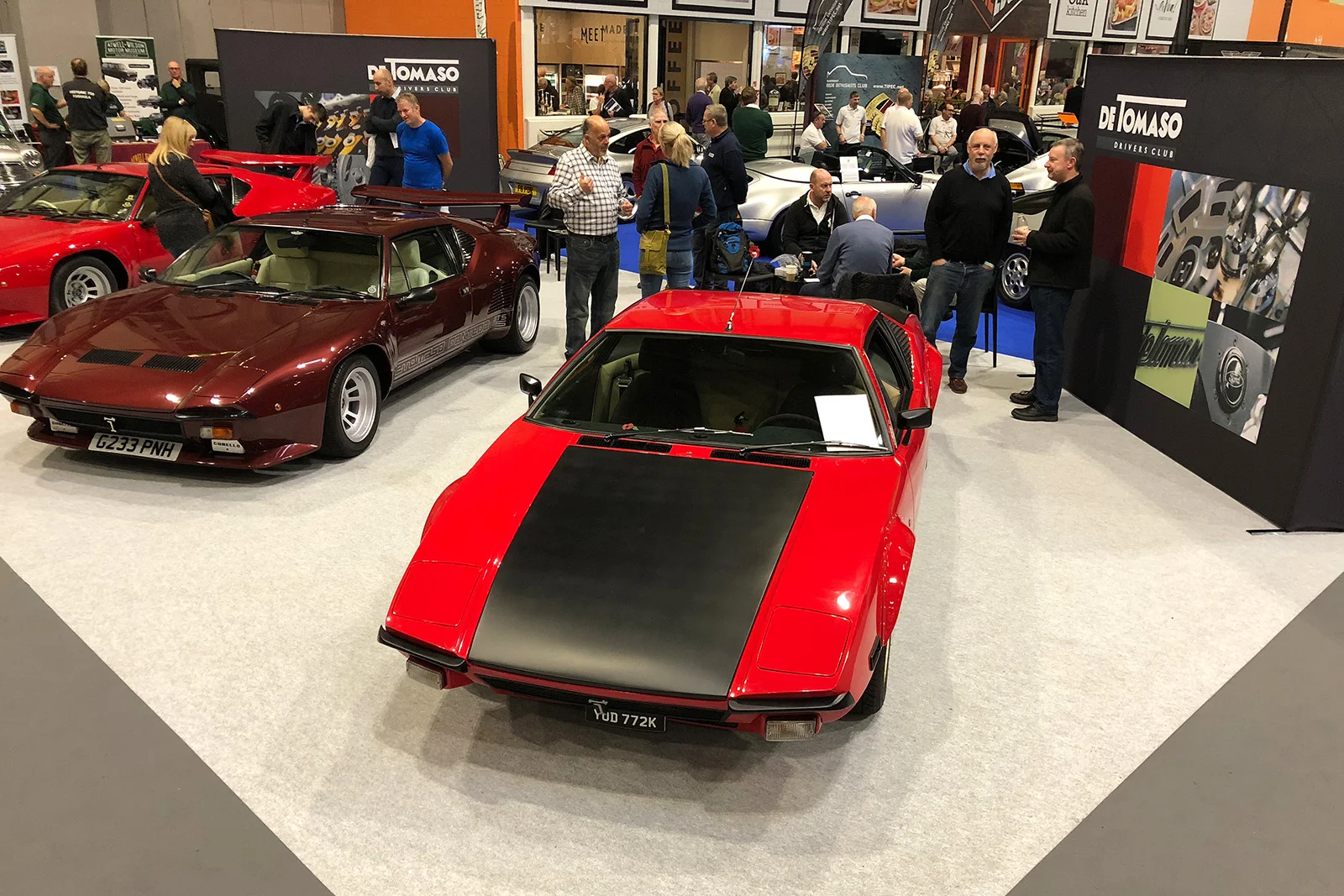 The De Tomaso UK Drivers Club Stand at the NEC Classic Motor Show November 2018