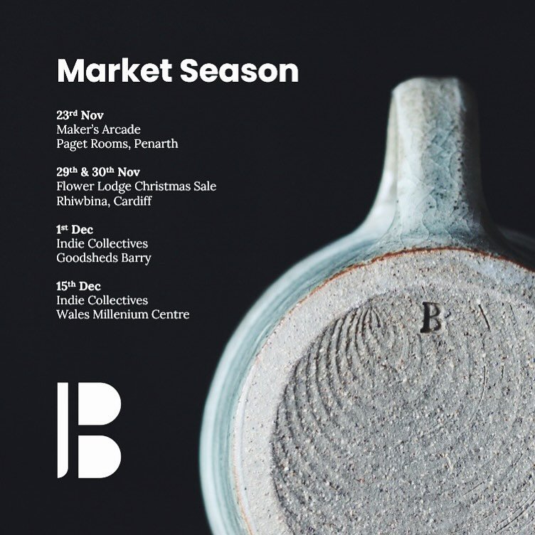 Avoiding the C word, but market season is in bound. 

- 23/11 Paget rooms with @makersarcadepopup 
- 29 &amp; 30/11 Flower Lodge with&hellip; @flower_lodge 
- 1/12 Goodsheds with @indie.collectives 
- 15/12 Wales Millennium with @indie.collectives