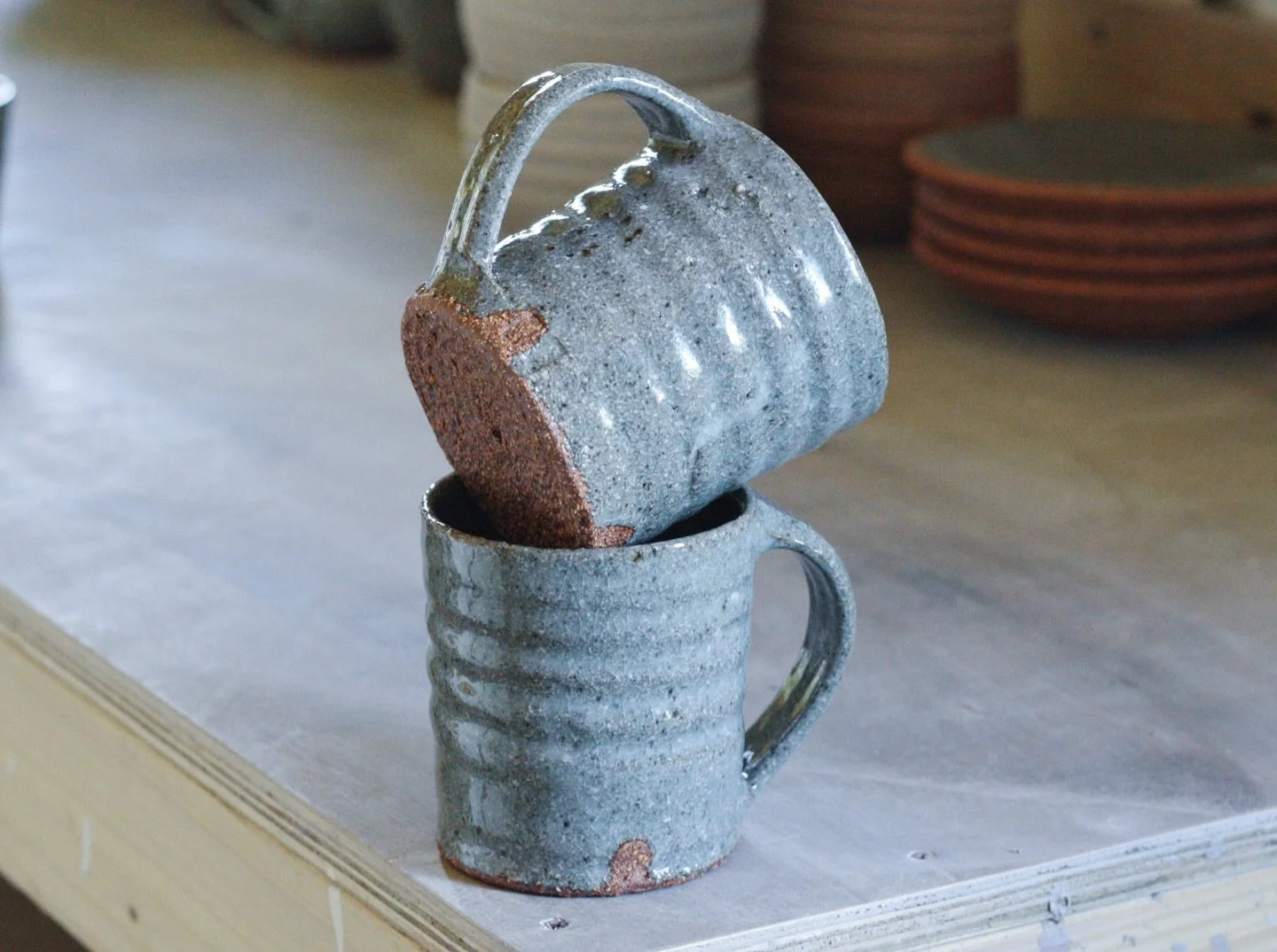 The wheels are back on studio production. Saturday saw the first glaze kiln unpack in around 6 months. There had been such a long hiatus in making and firing that I had felt a little alienated from my own practice. The new studio space is a wonder bu