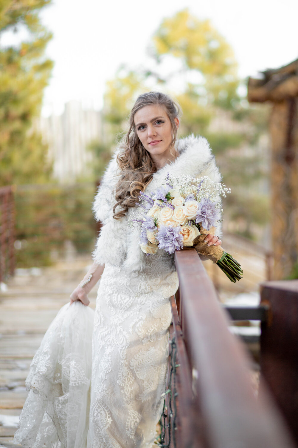 wedding dress fur wrap for cold weddings 