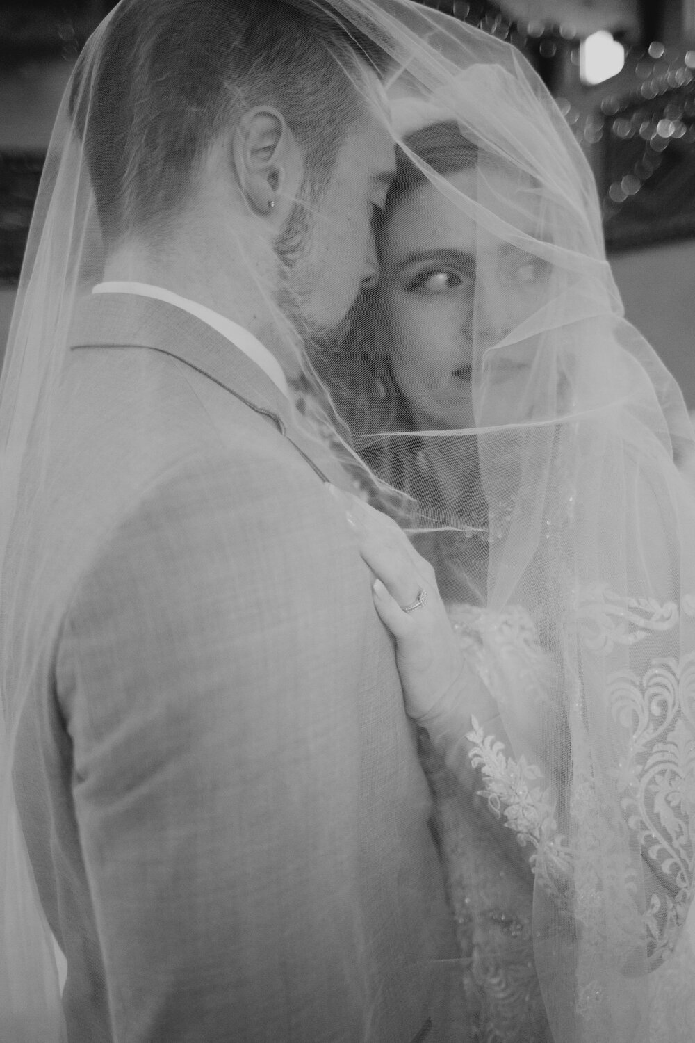 moody black and white bride and groom pictures by The Vow Collective 
