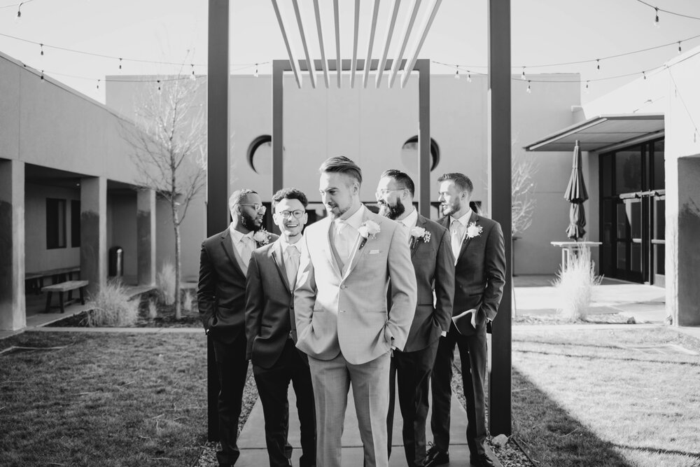 I always tell the groomsmen to pretend they are James Bond and instantly they come off so cool and smooth