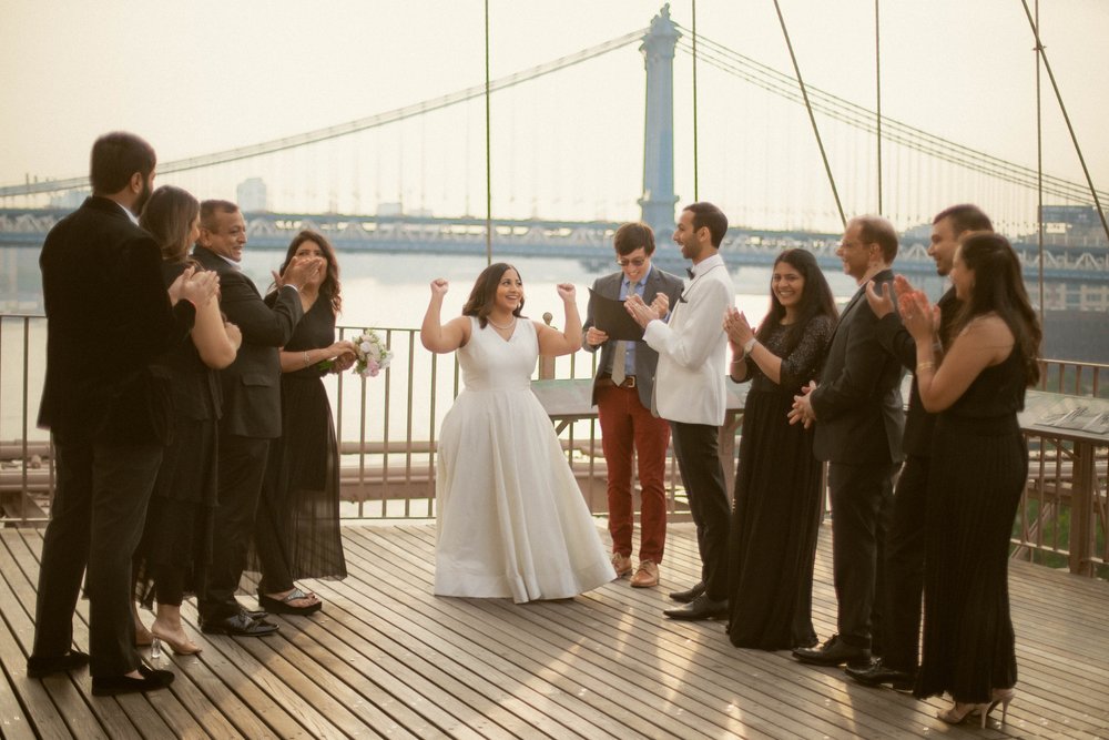  the beauty of a #SunriseWedding on the iconic #BrooklynBridge with Misha and Sahil, as they exchange vows surrounded by breathtaking views