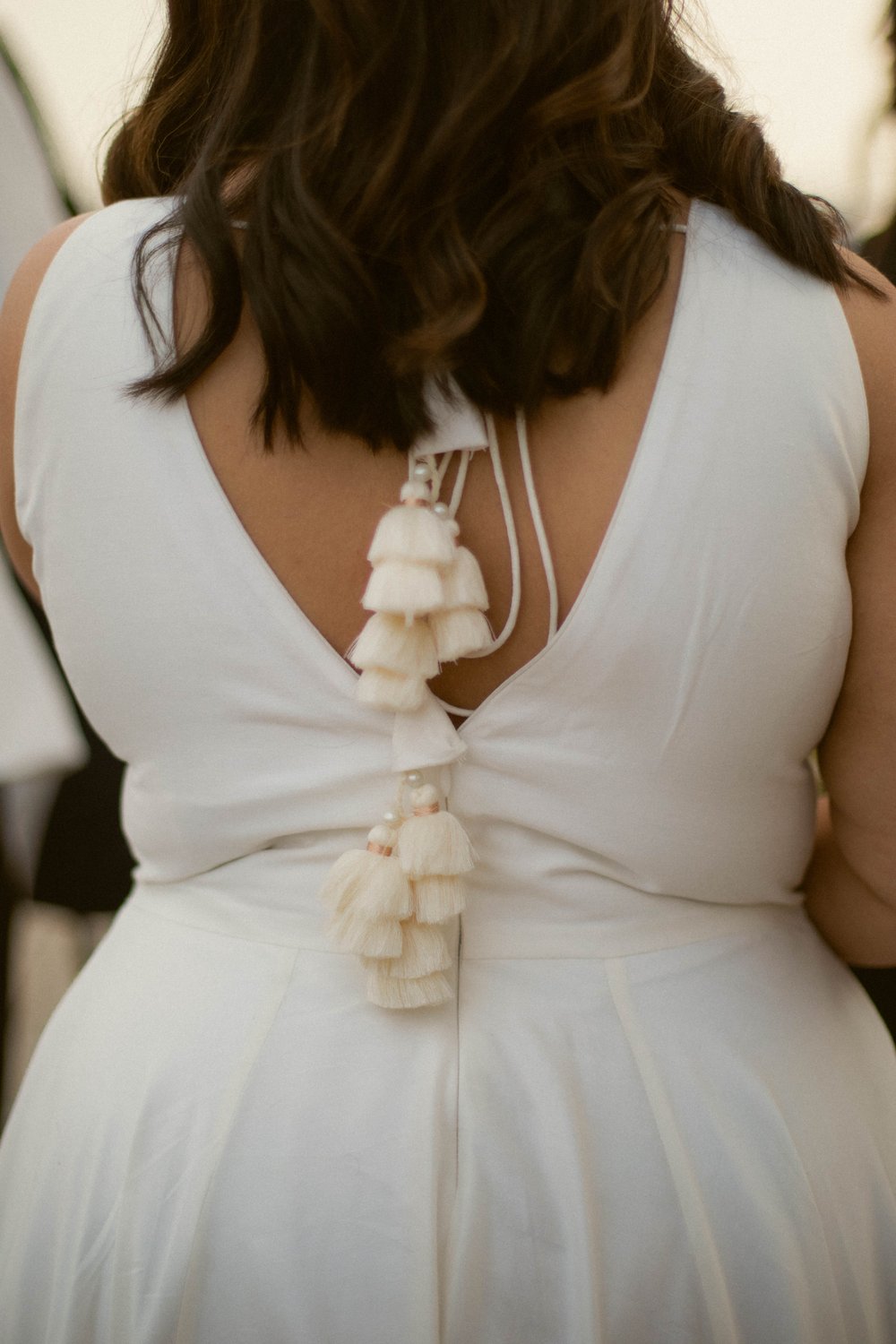 Back of wedding dress details at a small elopement wedding in New York City
