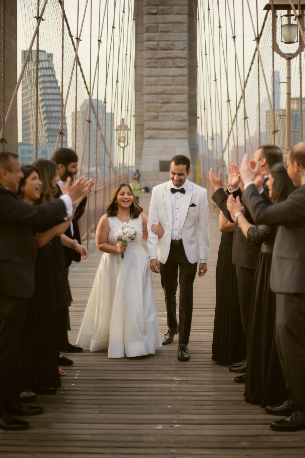 Experience the joy and excitement of Misha and Sahil's early morning wedding as the sun rises over the iconic BrooklynBridge