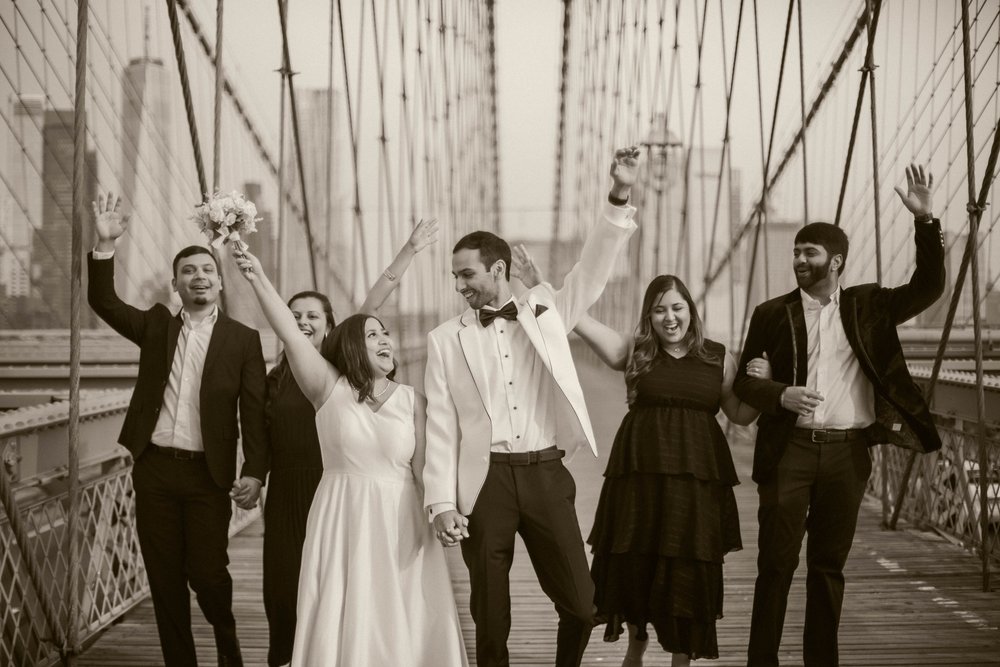 Wedding Family photos on the brooklyn bridge!