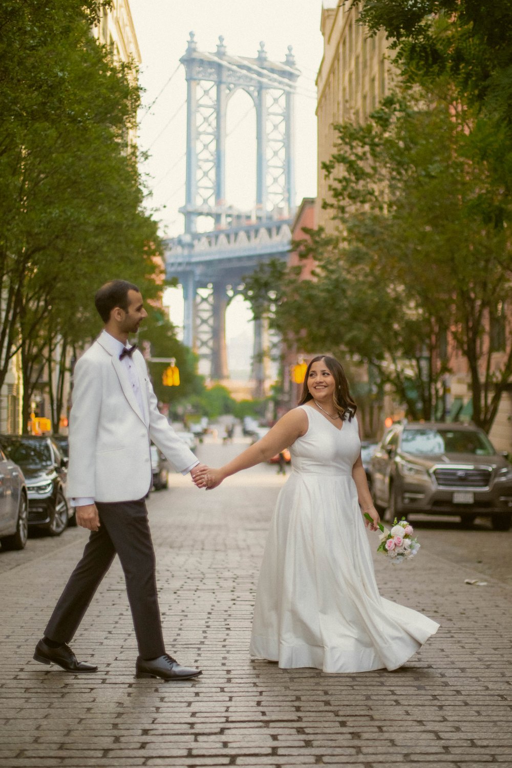 Classic Manhattan bridge Dumbo Wedding Photo