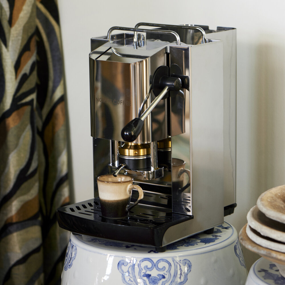 presse køkken stavelse ESE pad espresso maskine, designed i Danmark, Håndlavet i Italien. — North  coffee