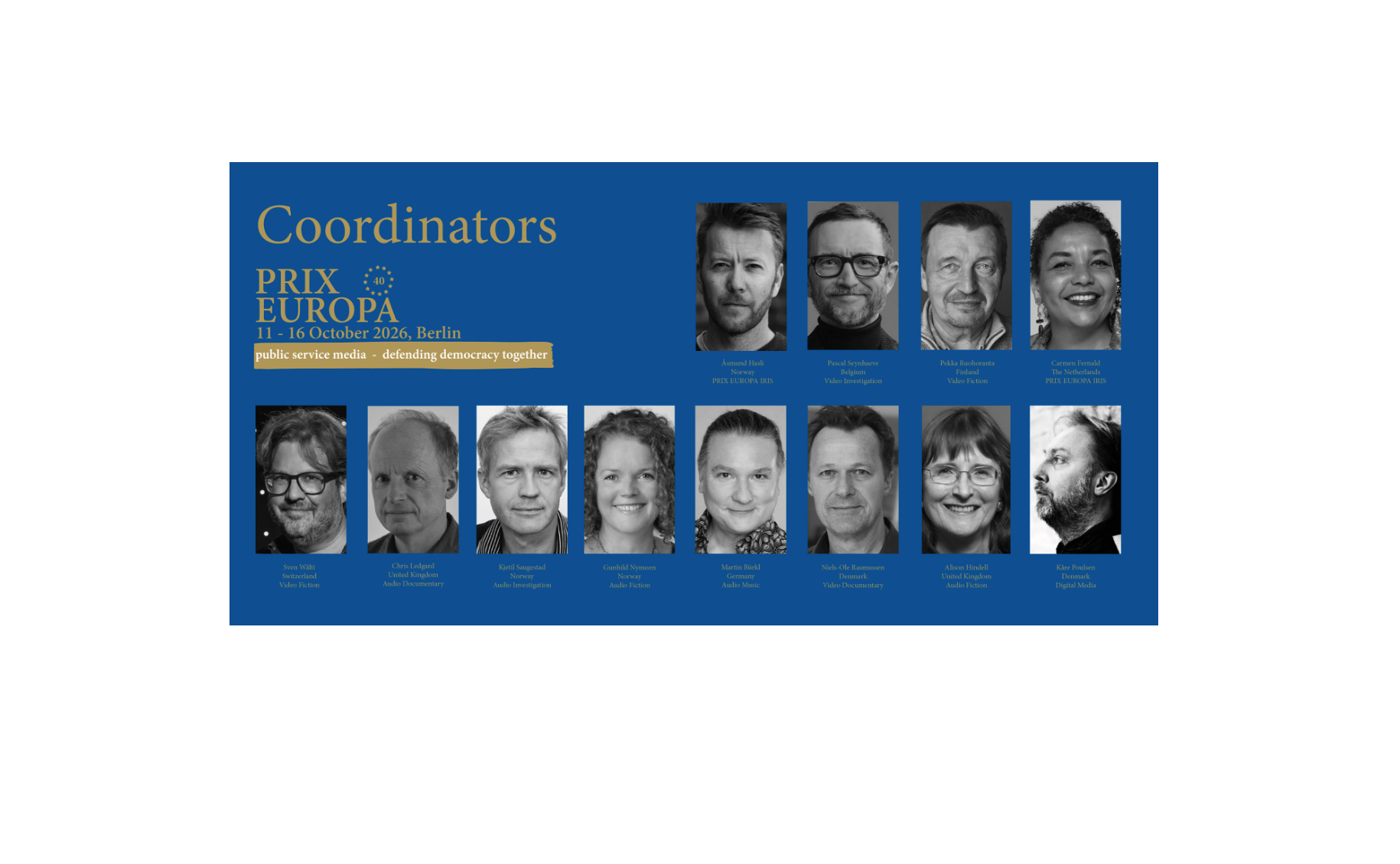 PRIX EUROPA 2026 Jury Group Coordinators