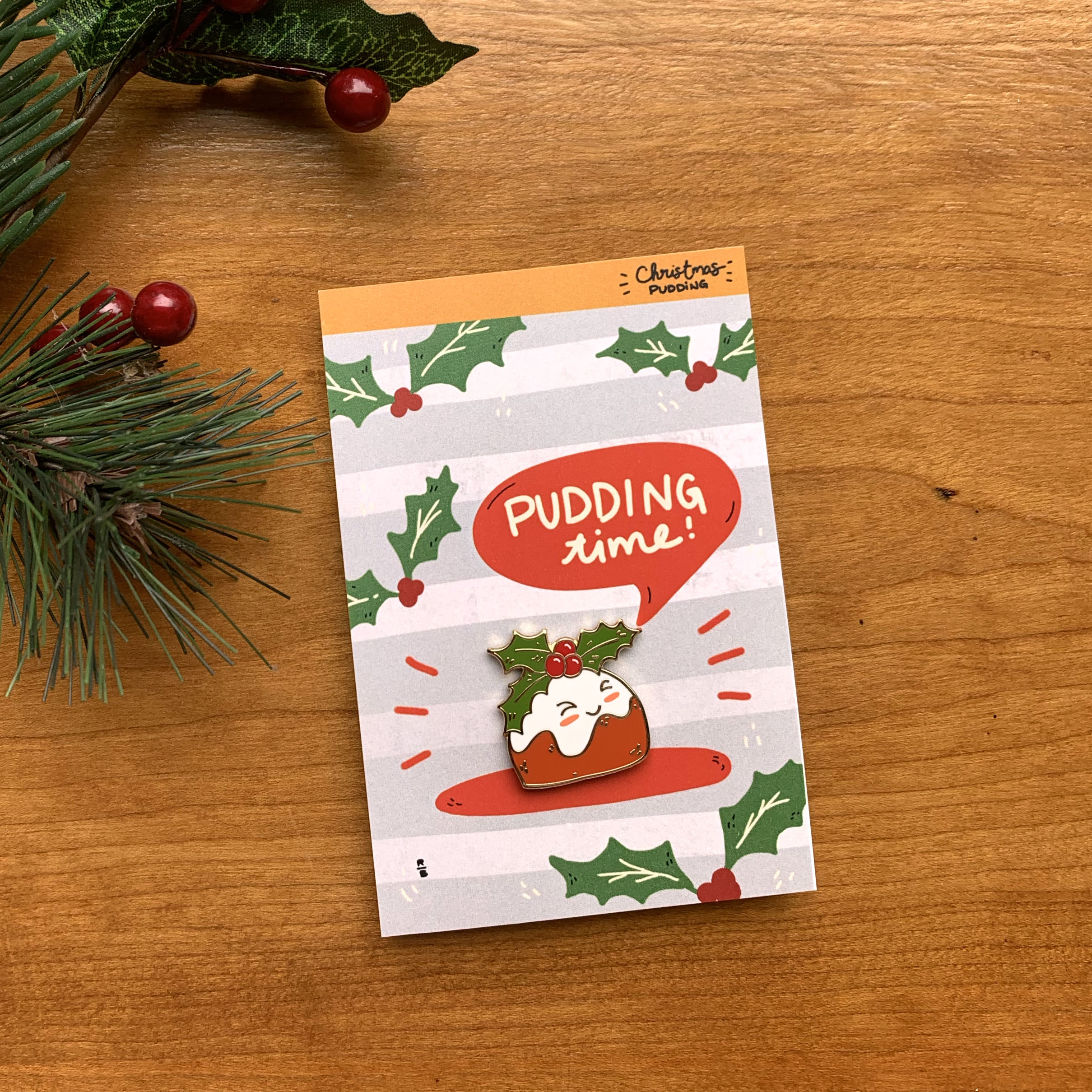 Christmas Pudding enamel pin