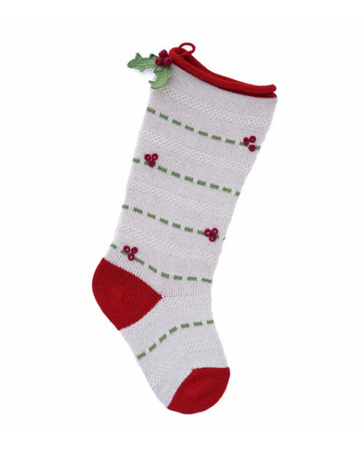 Large Holly Knit Stocking