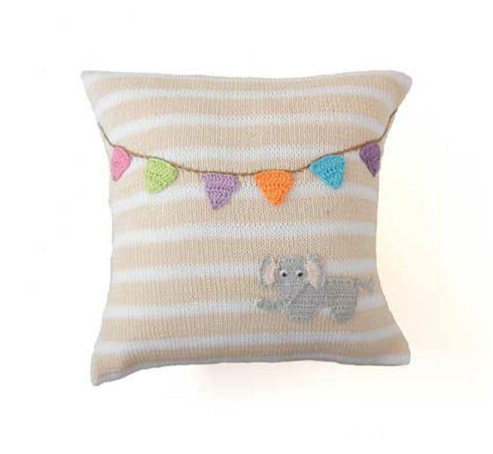 Circus Elephant Knit Pillow