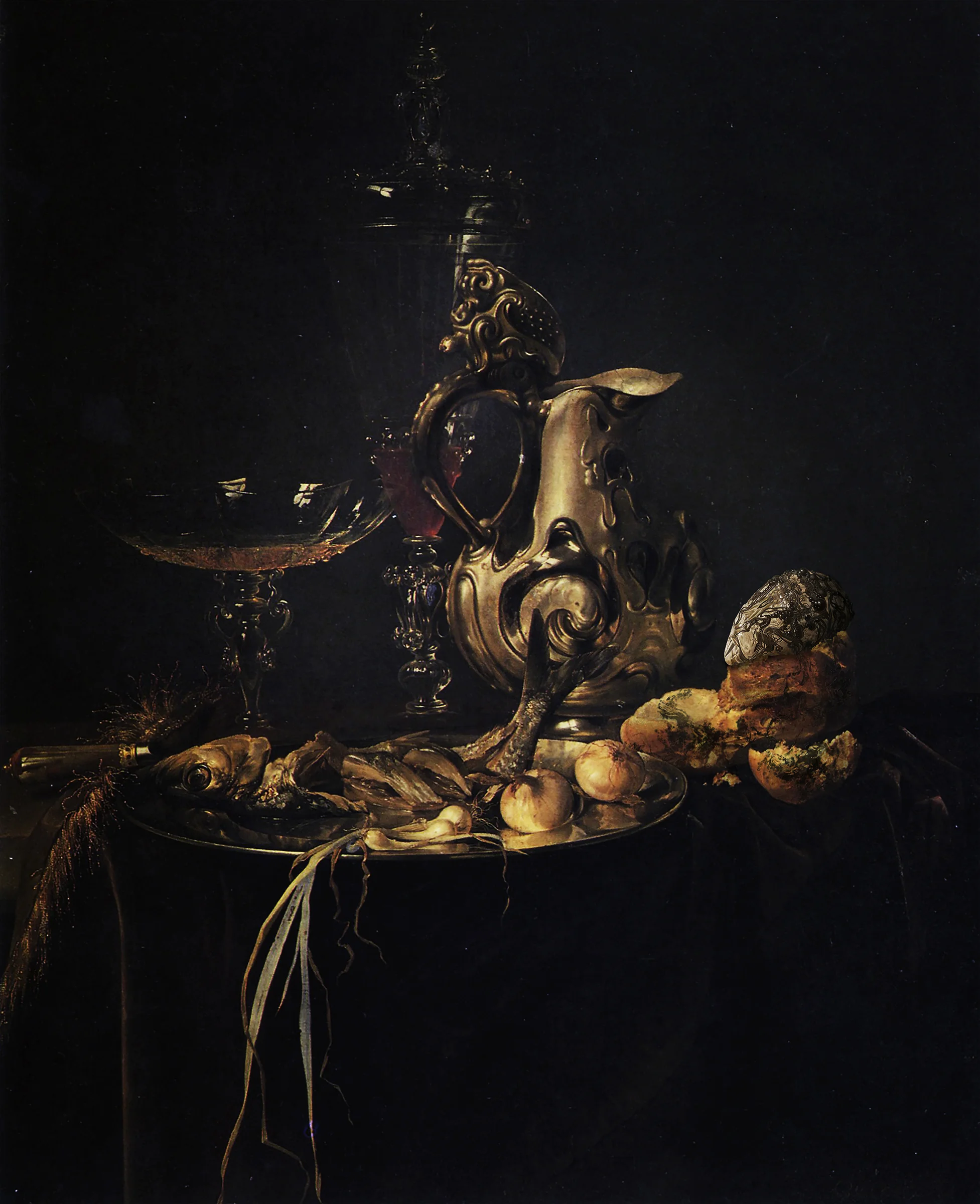 Tiny Cannibal Integrated in Still Life by Willem vanAelst