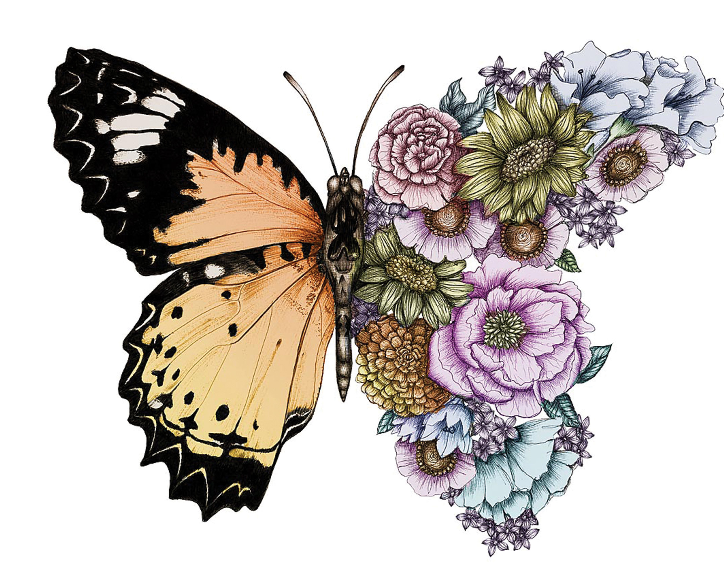 Butterfly in Bloom Fine Art Print (Colour Version) — ECMazur