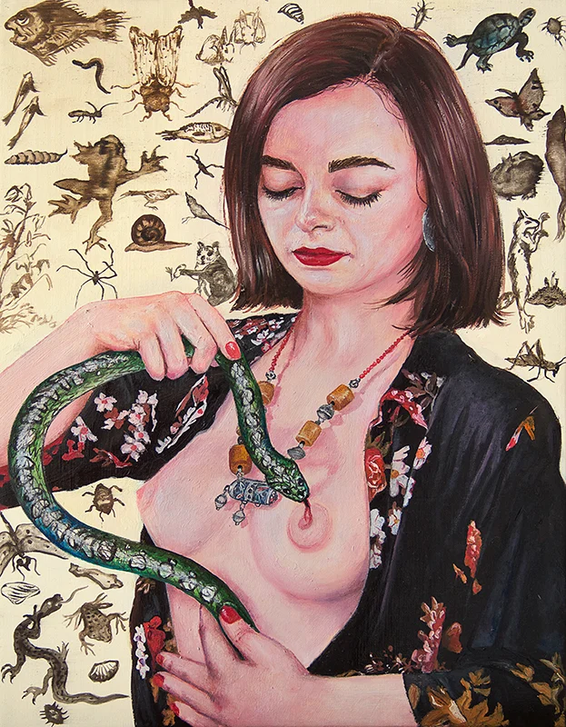 Charlène au serpent - 2018Oil on canvas, 35 x 27 cm
