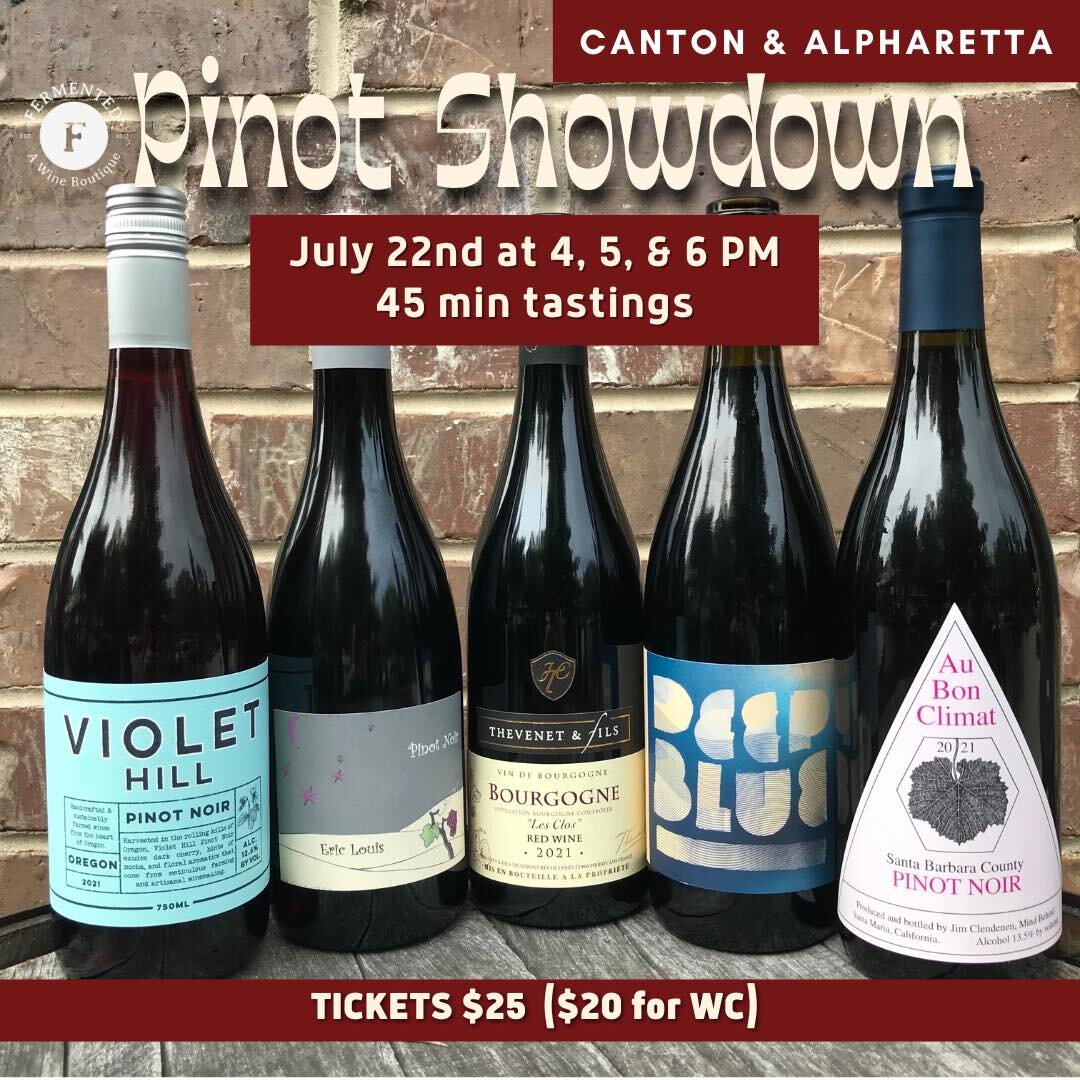 THIS Saturday! We know y&rsquo;all love Pinot Noir&hellip;but do you have a favorite producer? A favorite region? Come taste some Pinots we&rsquo;re wild about in our July 22nd Saturday tasting at 4, 5, or 6 PM. We&rsquo;re sure you will find your ne