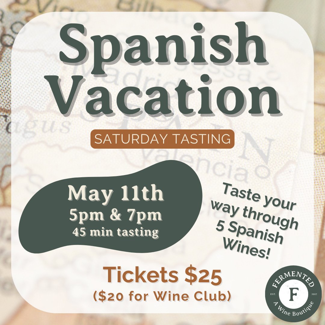 Looking for something fun to do this weekend? Come celebrate mother's day with us as we taste 5 Spanish Wines! 

Our saturday tastings are perfect for any occasion. Let our wine guides take you on a journey through Spain as you taste 5 wines and lear