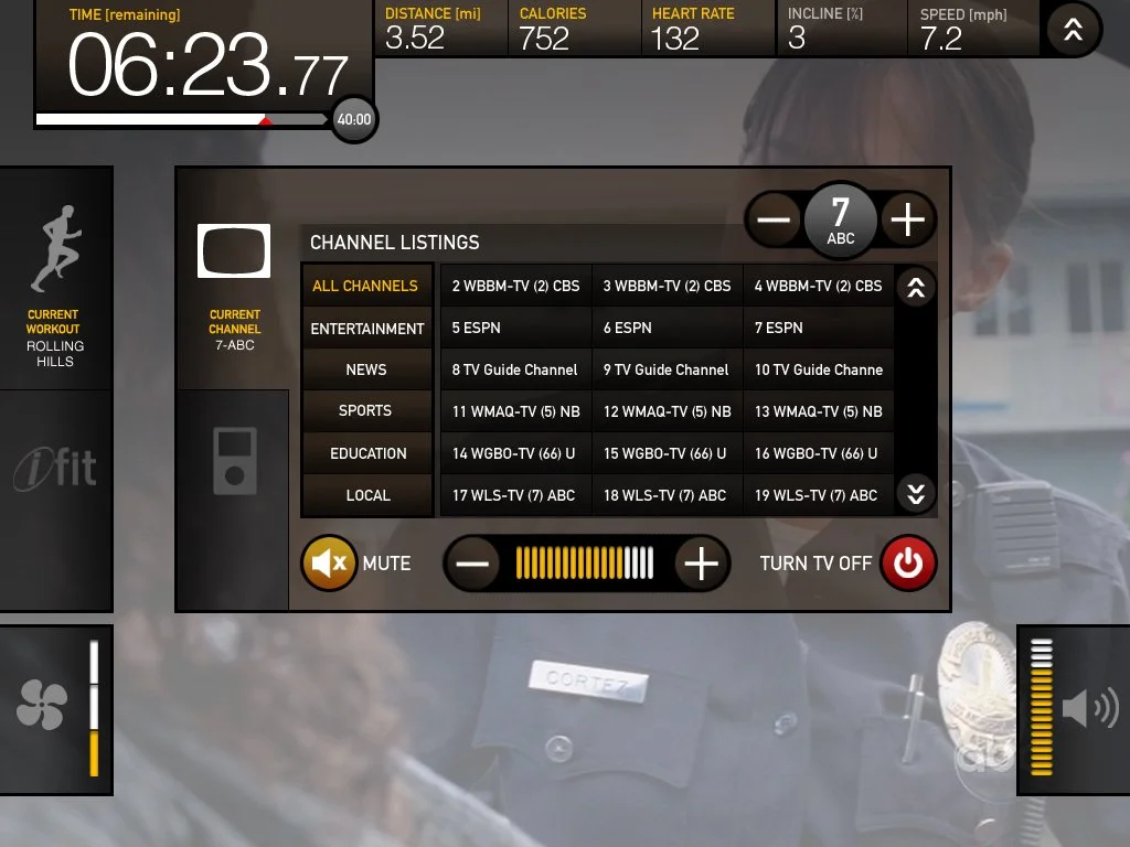 Alternate In-workout TV Setup.