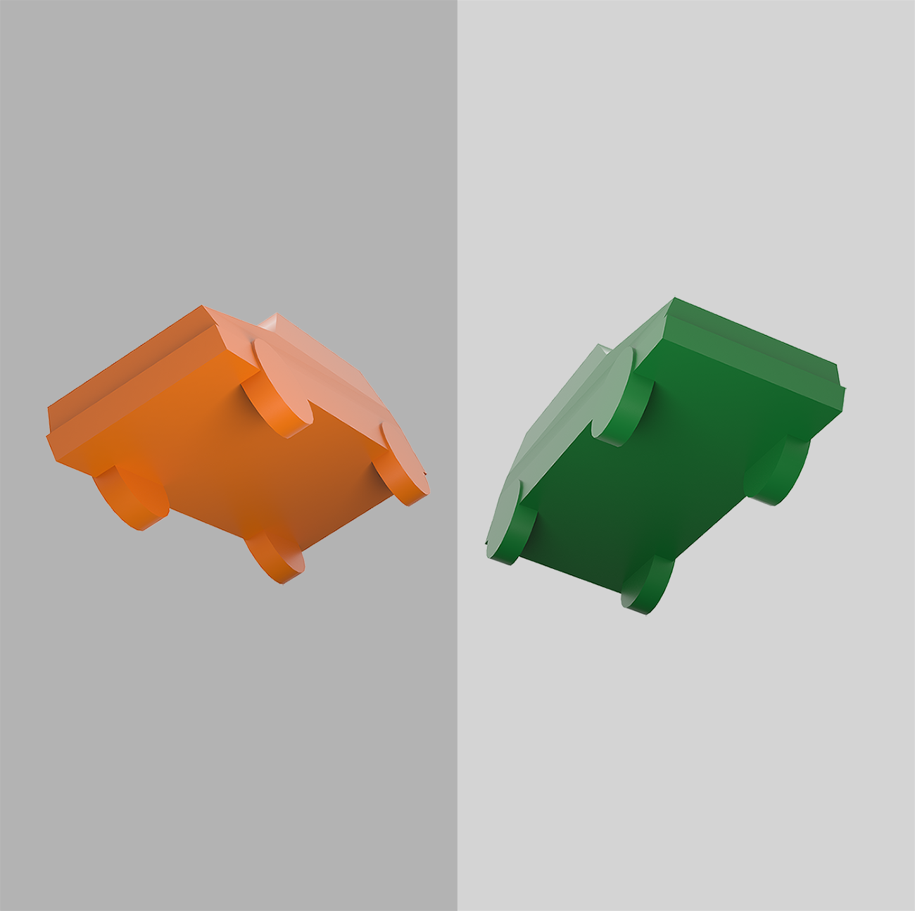 Cars modeled, colored and lit. 