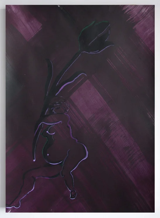 Bump Positive (Plum) , 2017. Acrylic on paper mounted on wood panel. 30 x 22 inches.