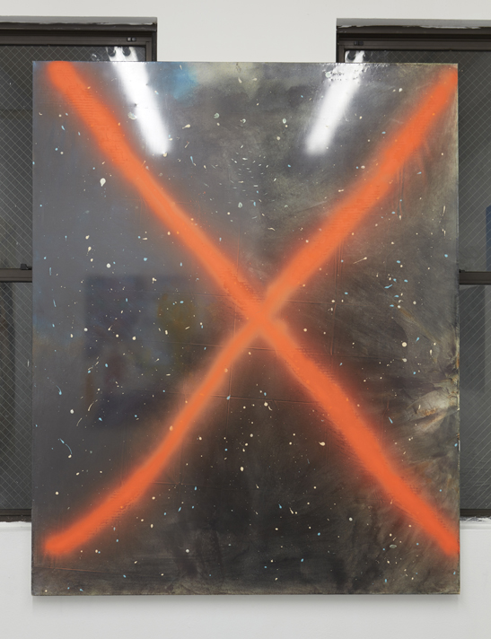  Tariku Shiferaw,&nbsp; Space X, &nbsp;2015. Acrylic, plastic and spray paint on canvas. 60 x 48 inches. 