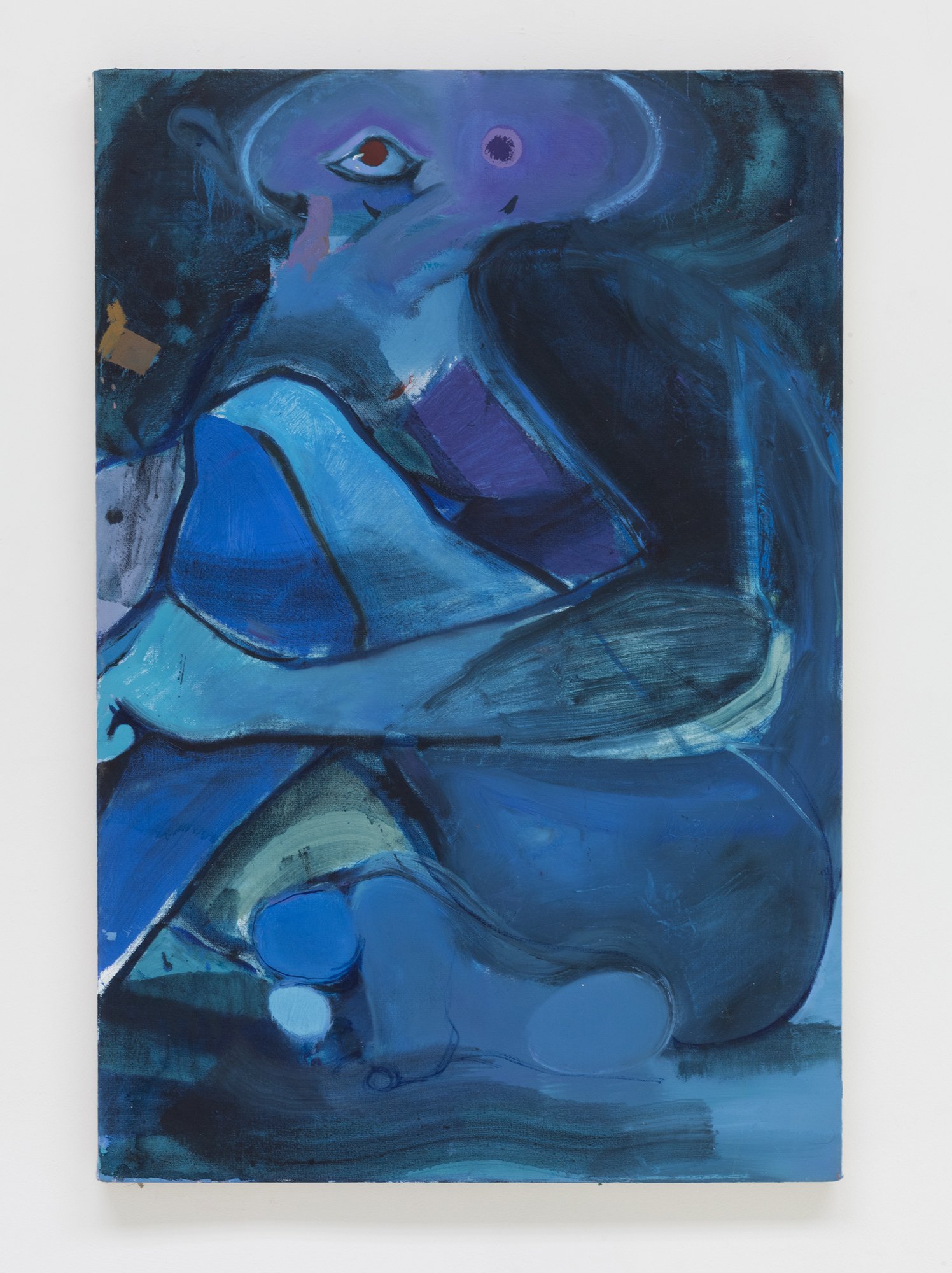  Stefan Hoza,  Laugher (blue),  2021. Oil on canvas. 36 x 24 inches. 