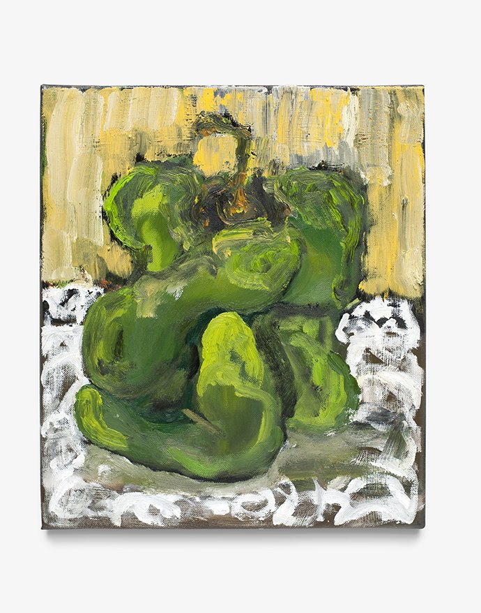   Pepper stolen form Jack potato , 2019. Oil on black canvas. 13.5 x 12 inches. 