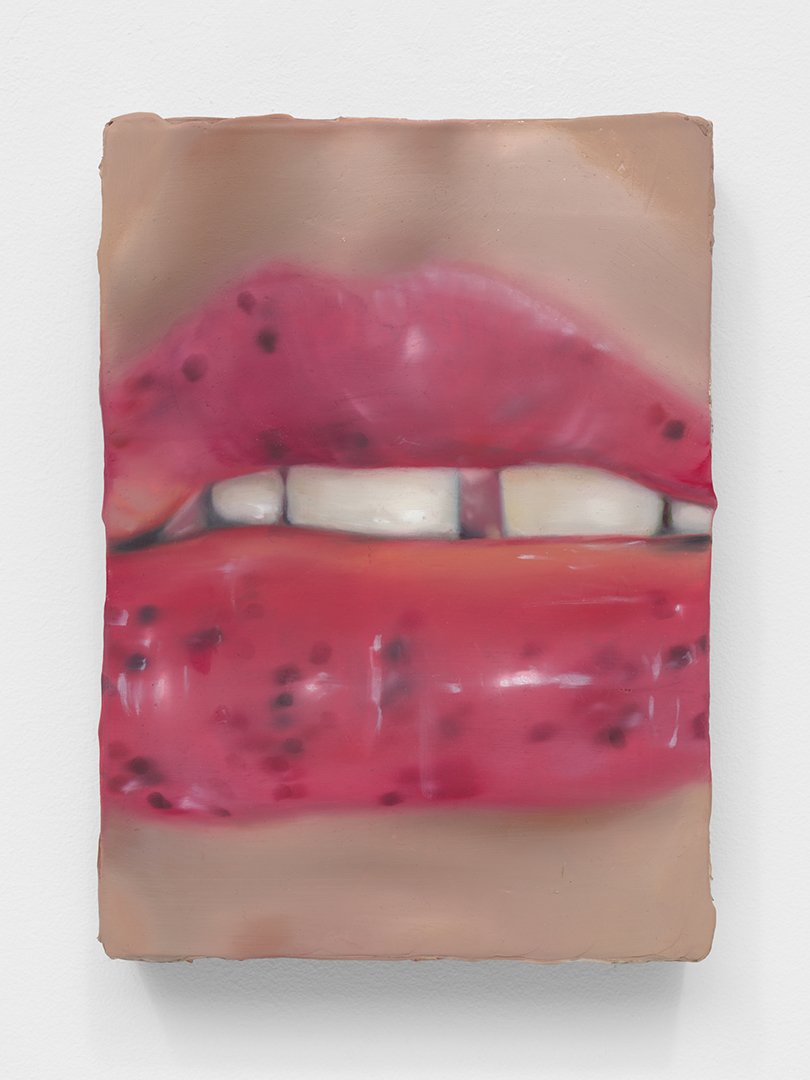   Untitled (Lips, R.I.P.E.H.),  2022. Oil on canvas. 11 x 8 inches. 