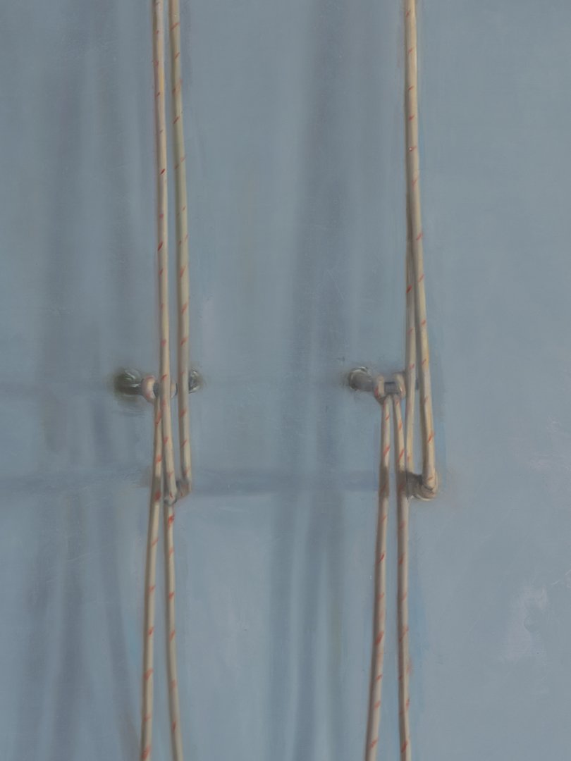   Yoga ropes  (detail) ,  2022. Oil on linen. 72 x 66 inches. 