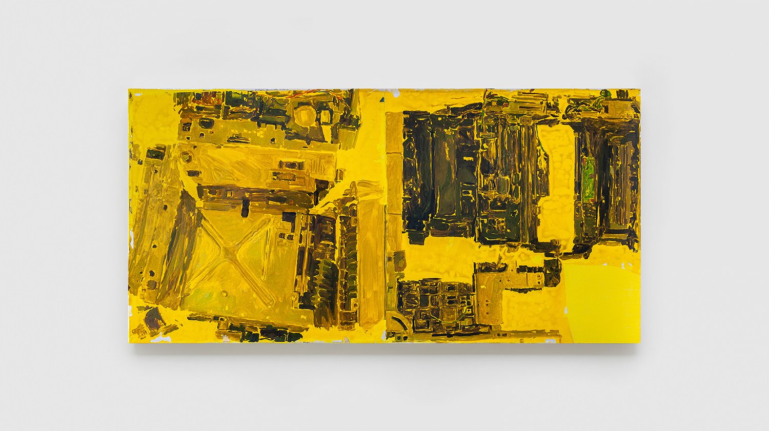   .76 Inches Per Minute (Panafax UF885), 2 023.  Oil, ink, and resin on canvas. 48 x 24 inches. 