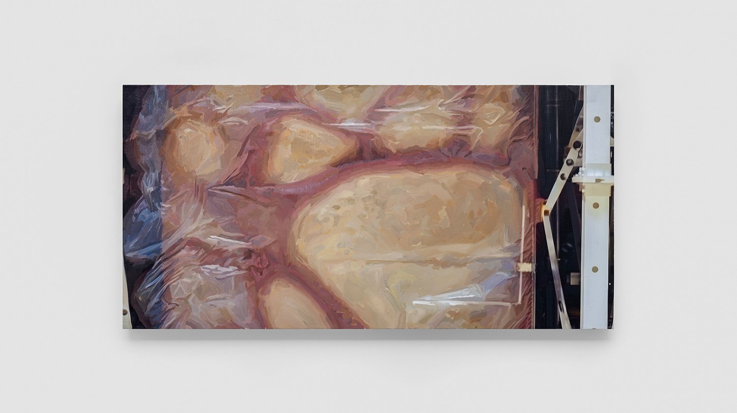   Hard Times 2,  2023. Oil and pigment print on synthetic canvas on canvas. 48 x 24 inches.  