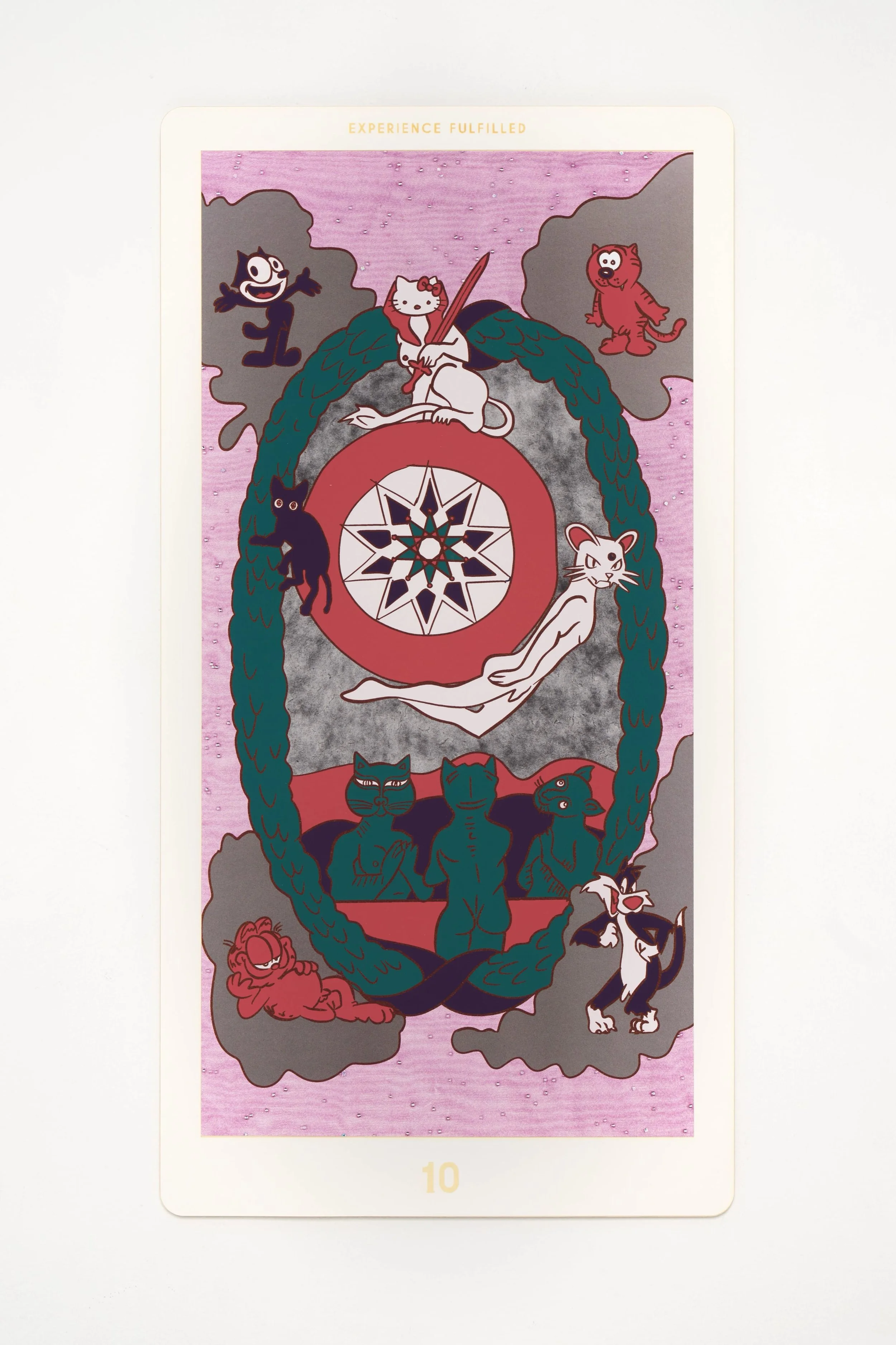   Cat Suit 10: Experience Fulfilled, ( 2025). Archival pigment print and laser etching on watercolor paper, 27 x 14 in. 