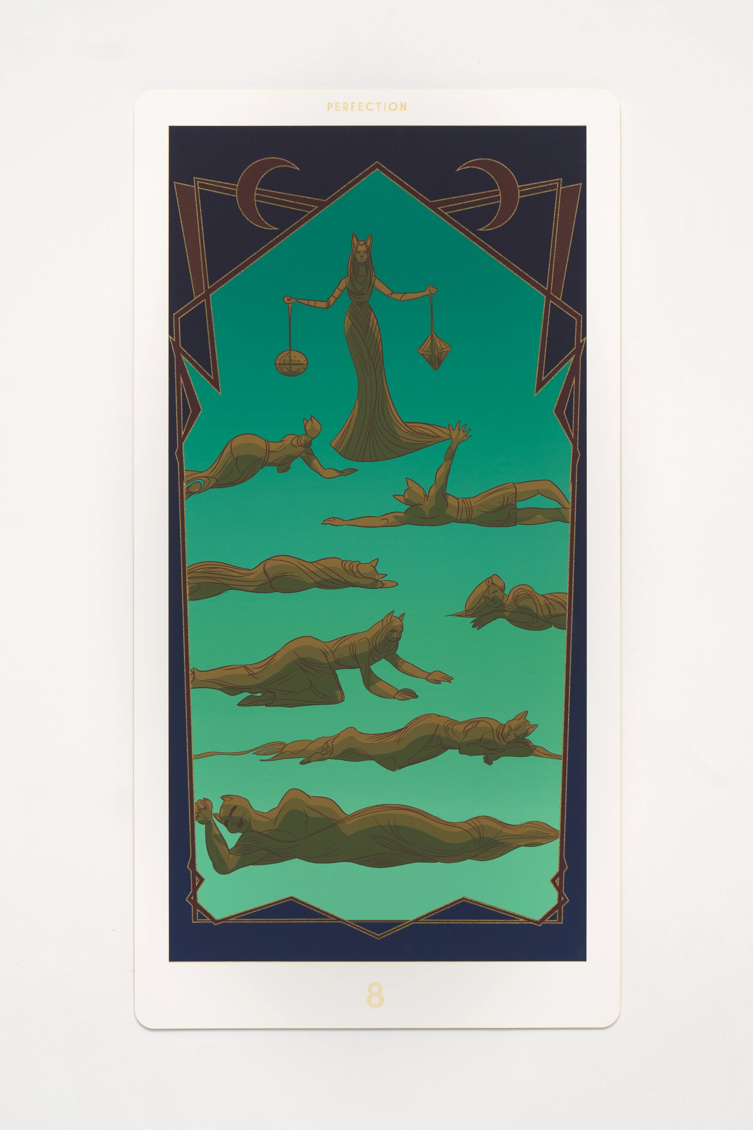   Cat Suit 8: Perfection, ( 2025). Archival pigment print and laser etching on watercolor paper, 27 x 14 in. 