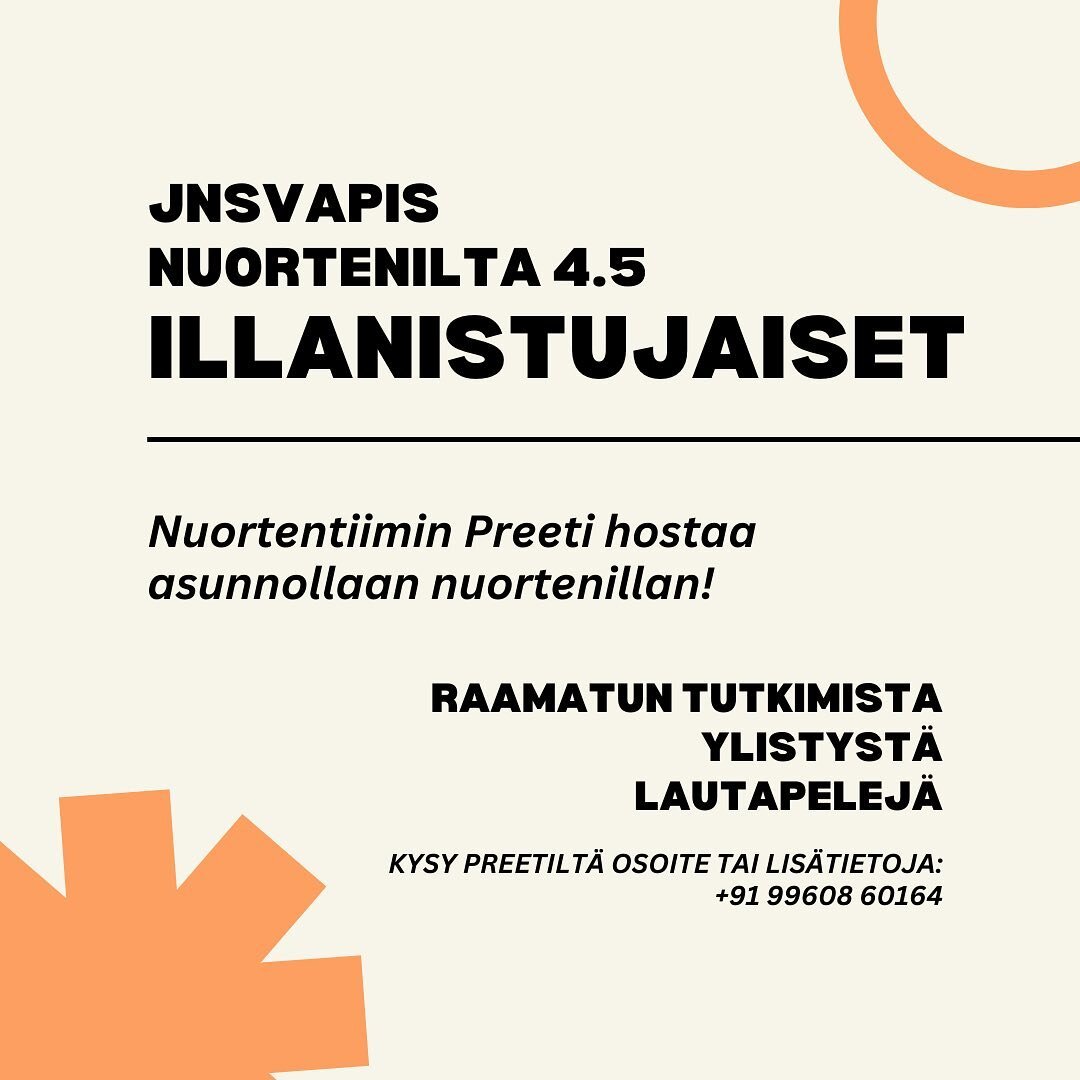 Swipe for ENG translation ❤️
Tervetuloa hengaamaan huomenna! Pyyd&auml; Preetilt&auml; osoitetta